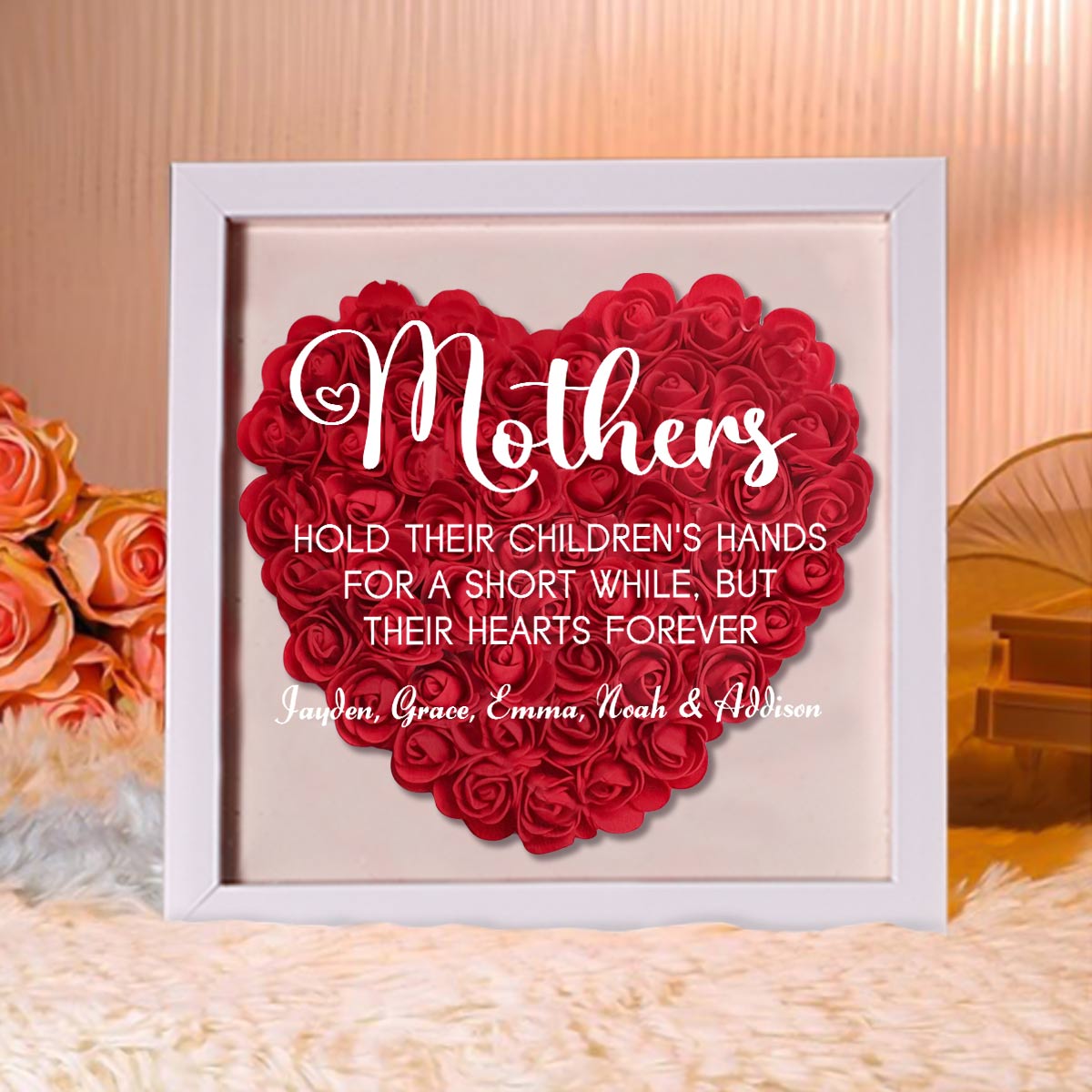 Custom Mother's Day Gifts Mothers Hold Their Children's Hands Flower Shadow Box For Mom