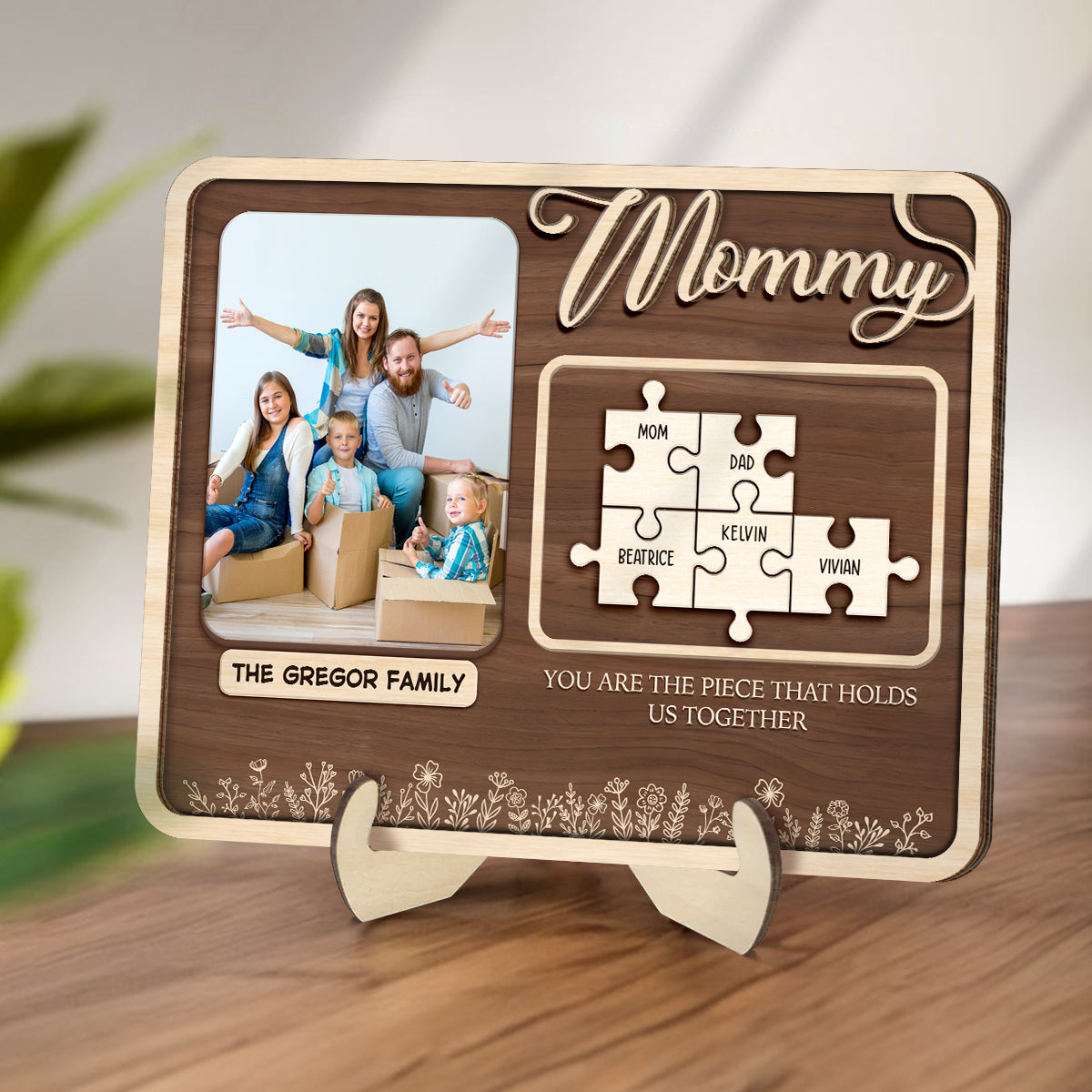 Custom Photo Puzzle Mom Wood Sign Mothers Day Gift You Are The Piece That Holds Us Together