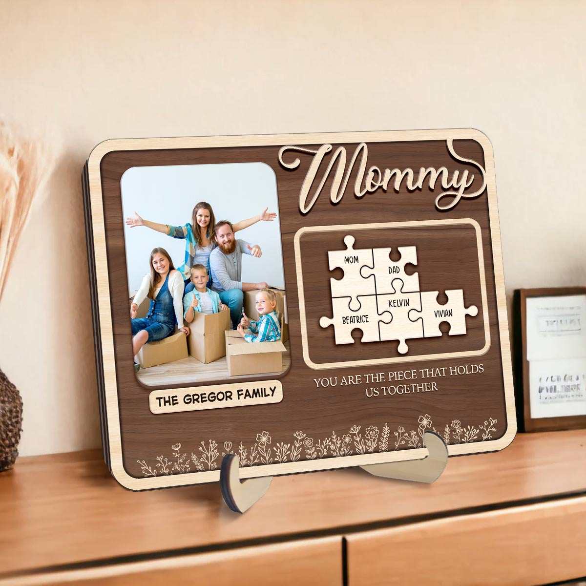 Custom Photo Puzzle Mom Wood Sign Mothers Day Gift You Are The Piece That Holds Us Together