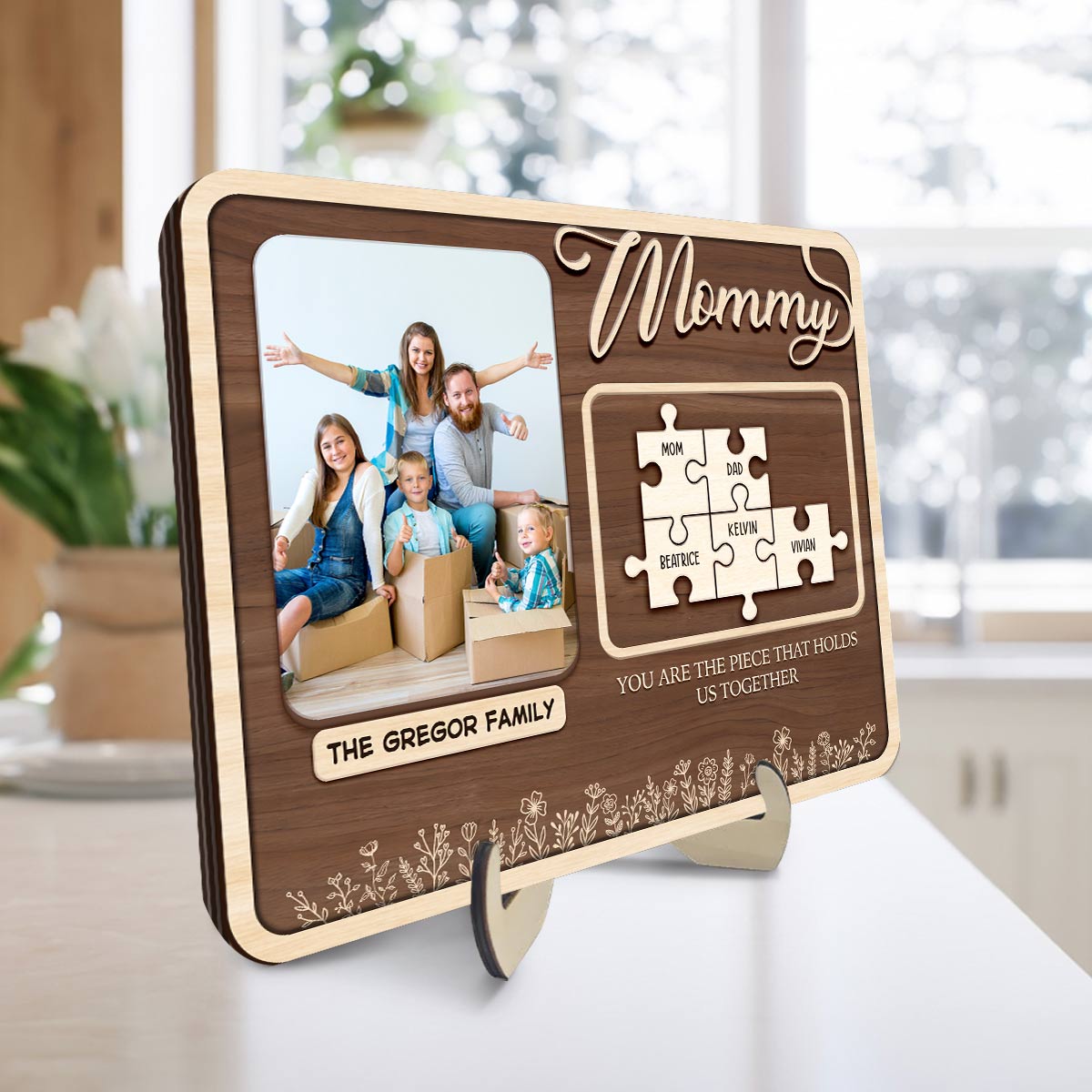 Custom Photo Puzzle Mom Wood Sign Mothers Day Gift You Are The Piece That Holds Us Together