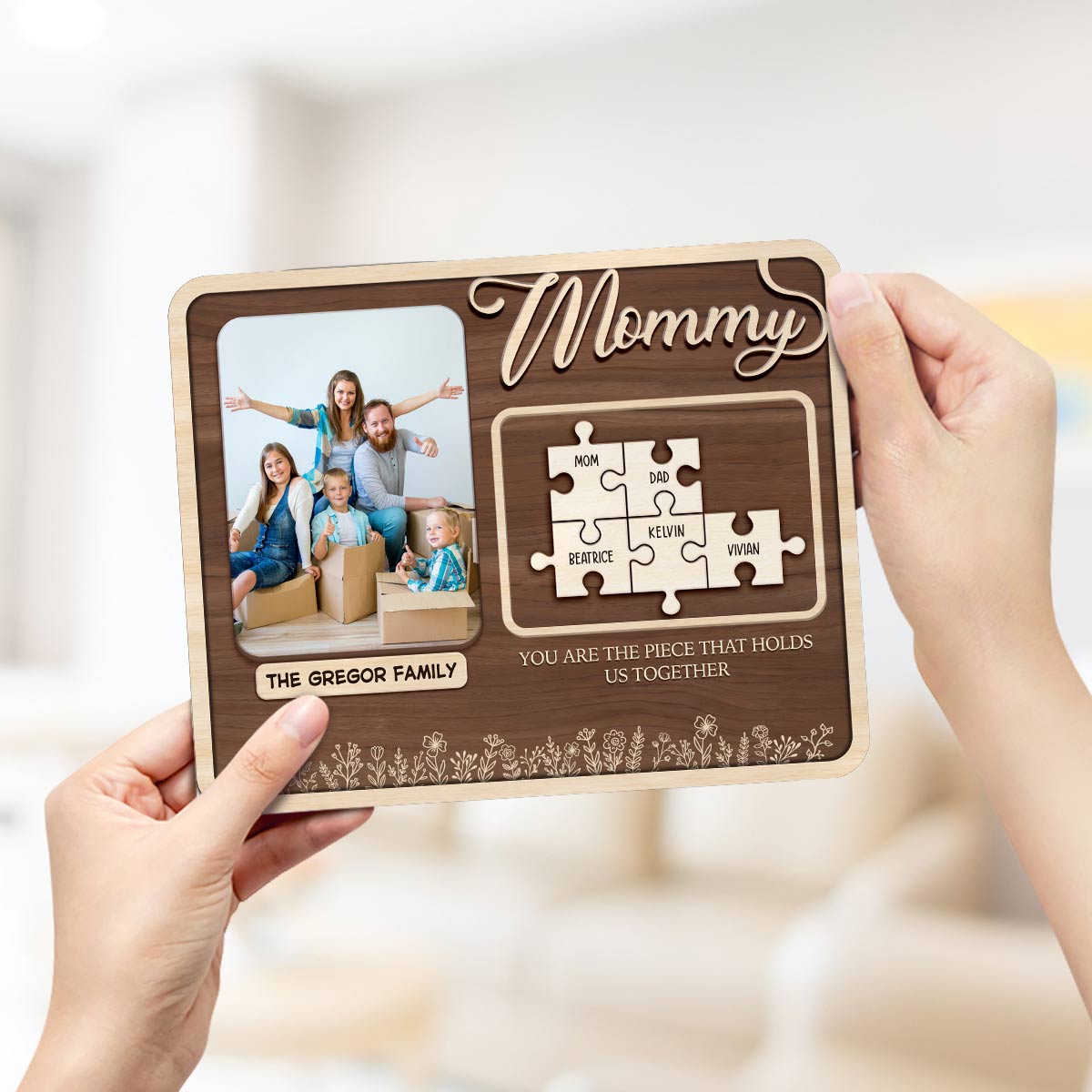 Custom Photo Puzzle Mom Wood Sign Mothers Day Gift You Are The Piece That Holds Us Together