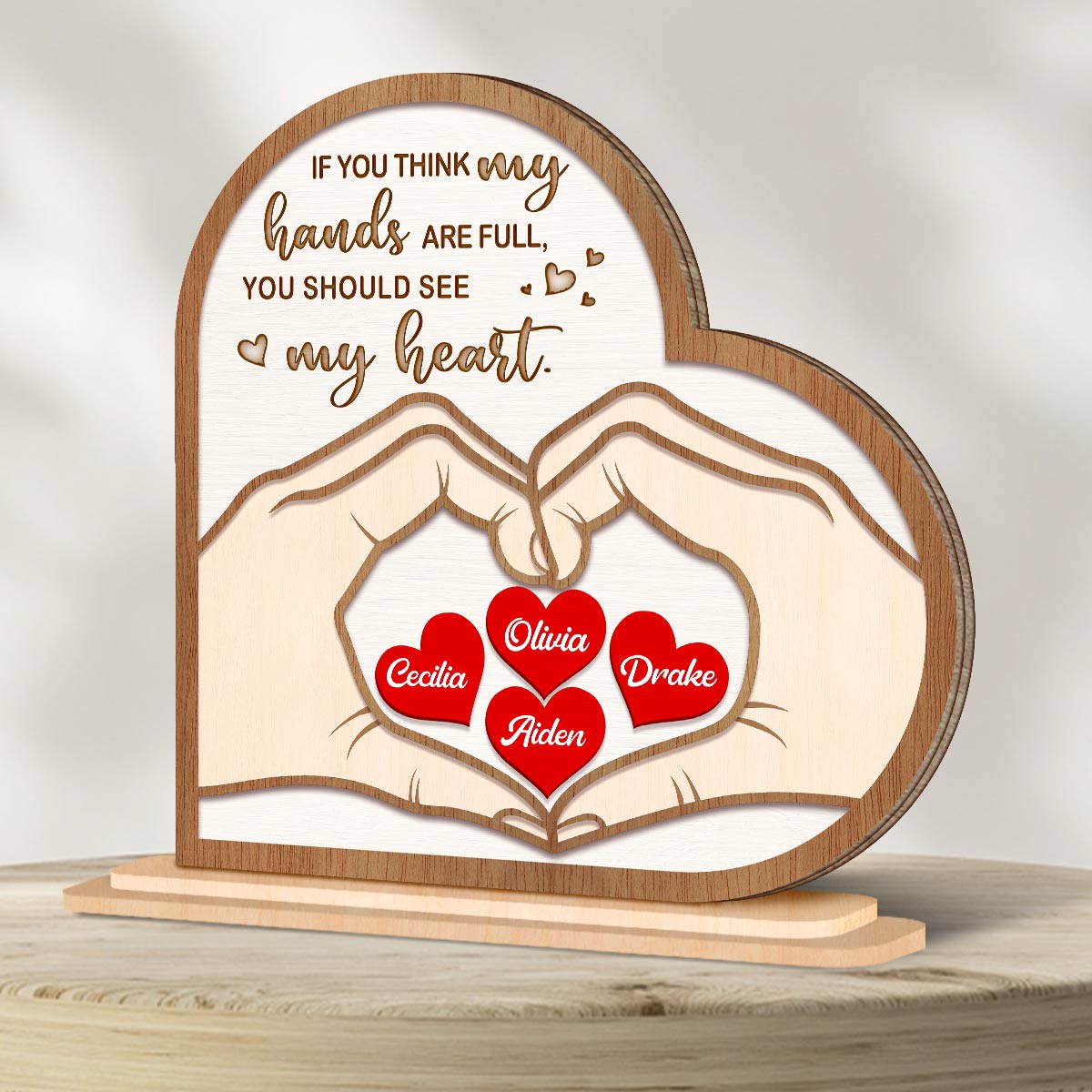 Customized Gift For Mom Mother's Day 2-Layers Wooden Plaque