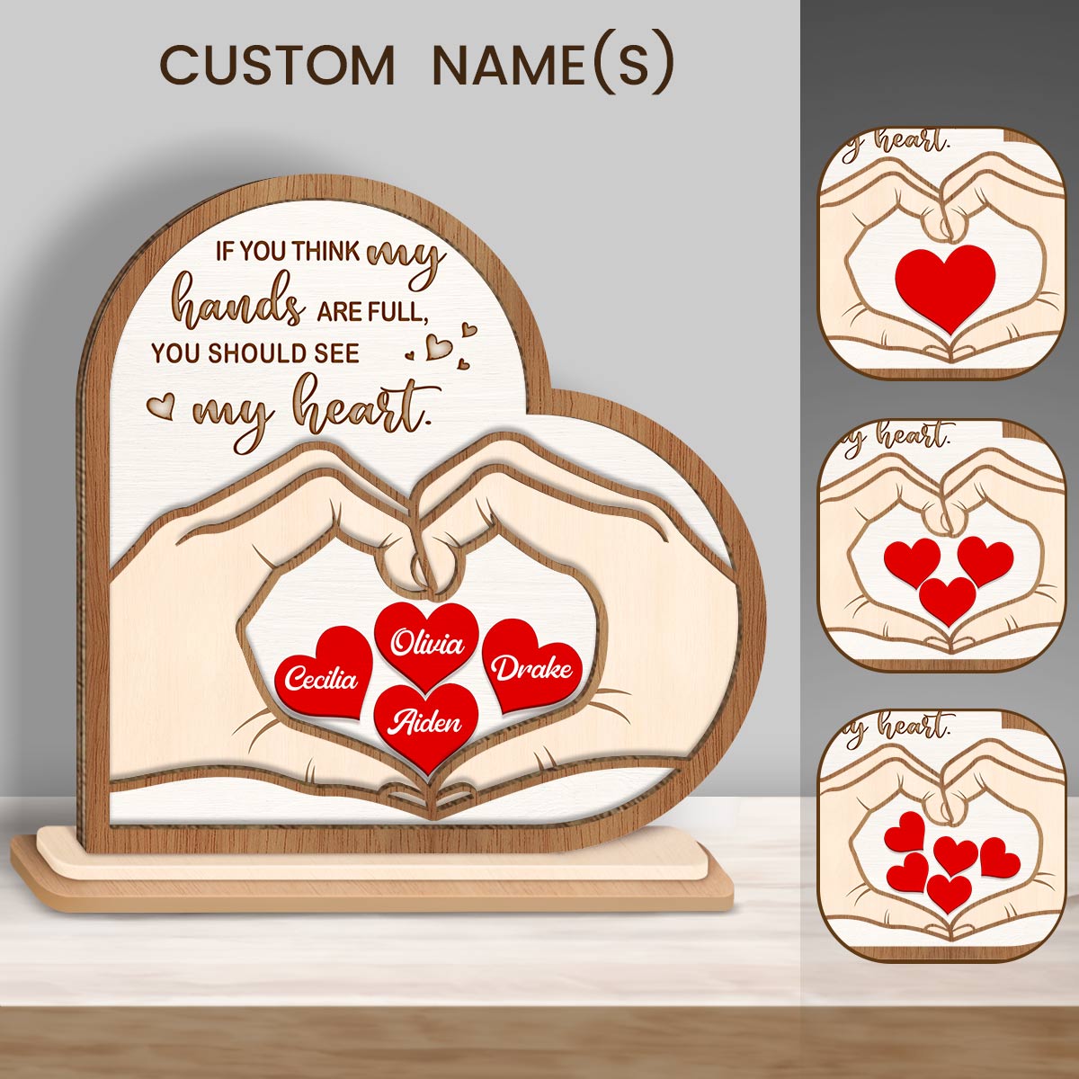 Customized Gift For Mom Mother's Day 2-Layers Wooden Plaque