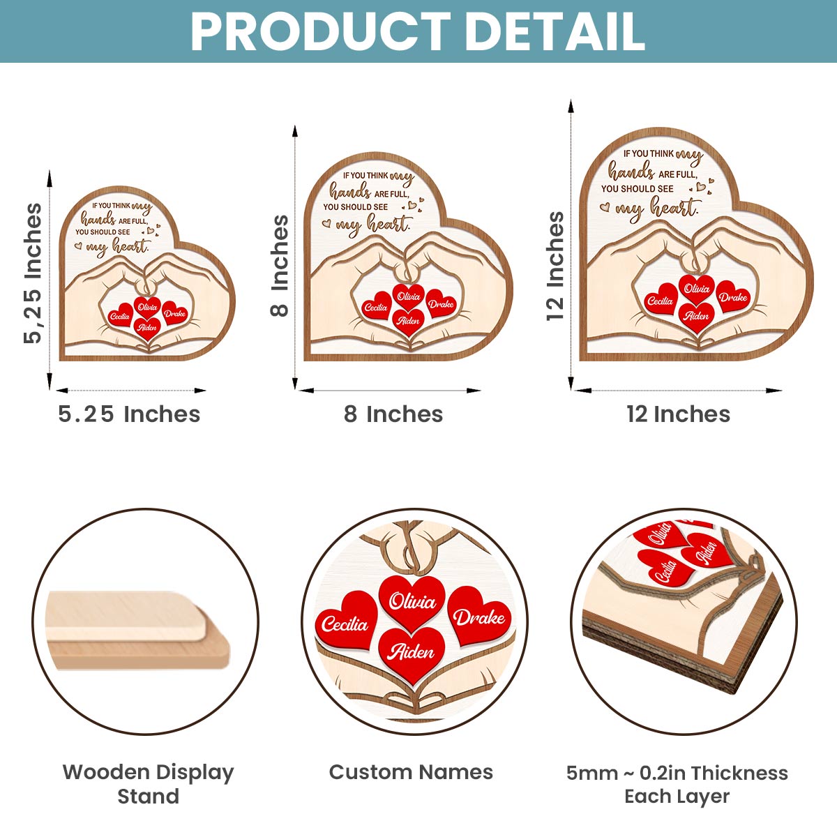 Customized Gift For Mom Mother's Day 2-Layers Wooden Plaque