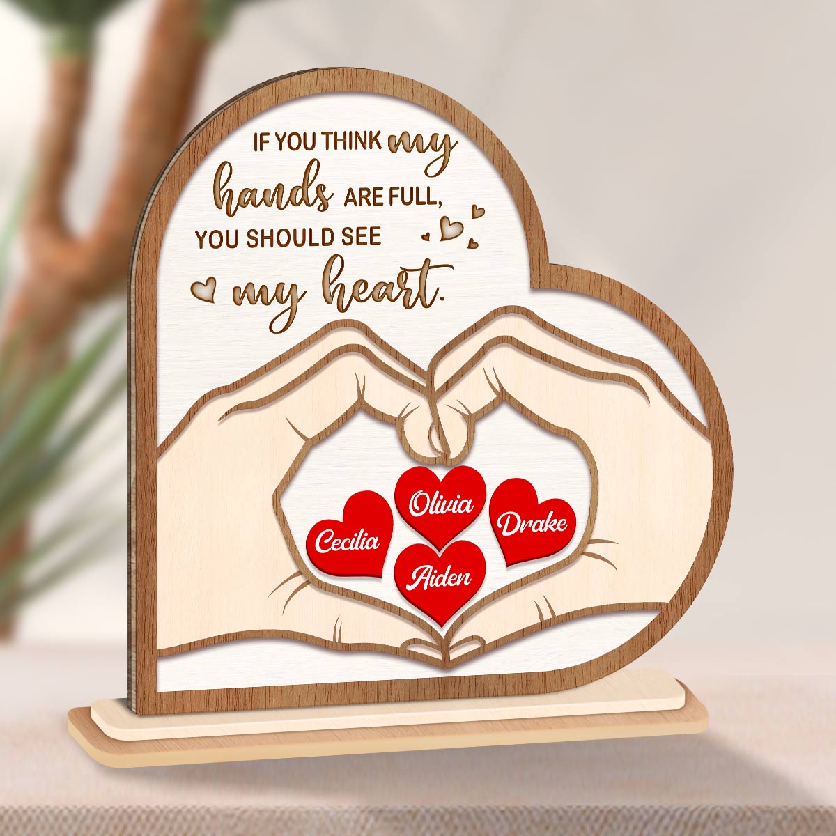 Customized Gift For Mom Mother's Day 2-Layers Wooden Plaque