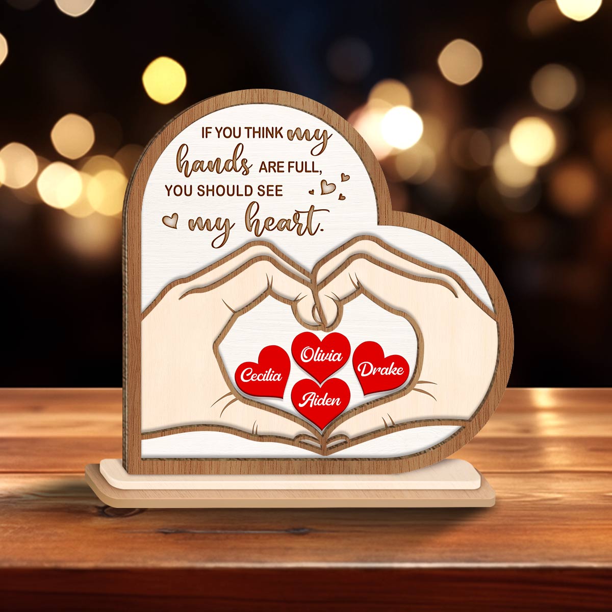 Customized Gift For Mom Mother's Day 2-Layers Wooden Plaque