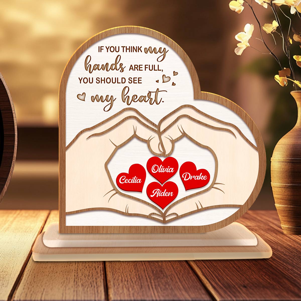 Customized Gift For Mom Mother's Day 2-Layers Wooden Plaque