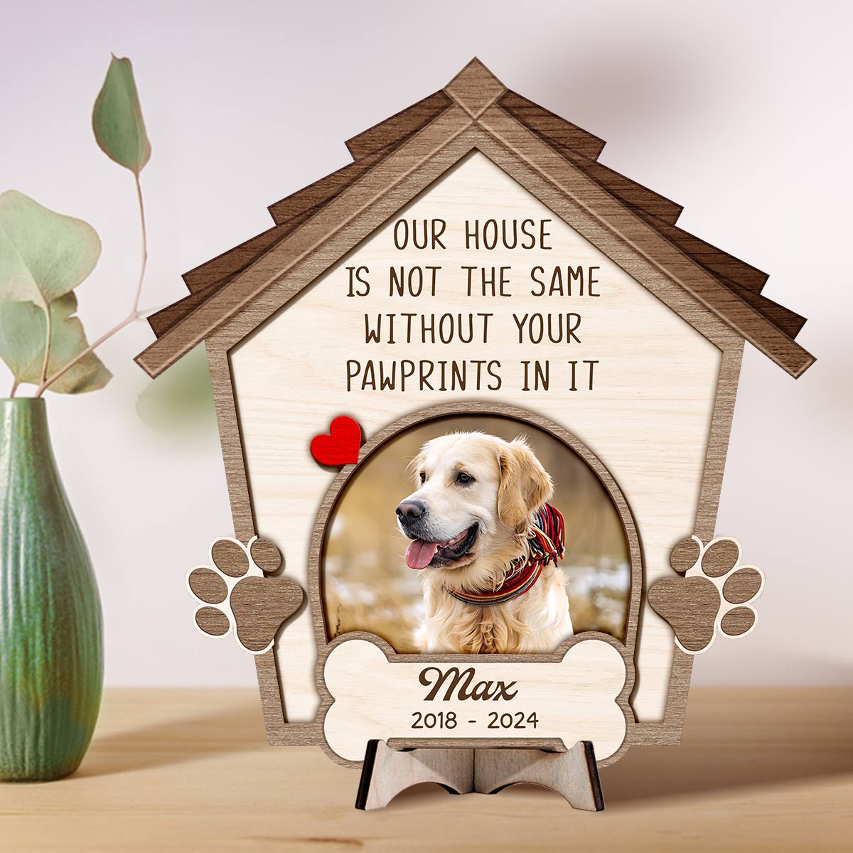 Dog Memorial Gift Personalized Sympathy Pet Photo Wooden Plaque