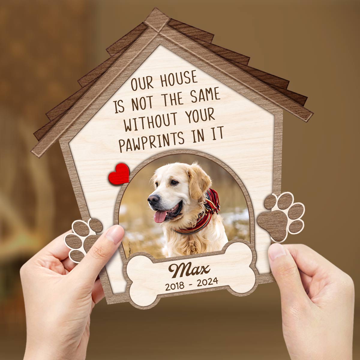 Dog Memorial Gift Personalized Sympathy Pet Photo Wooden Plaque