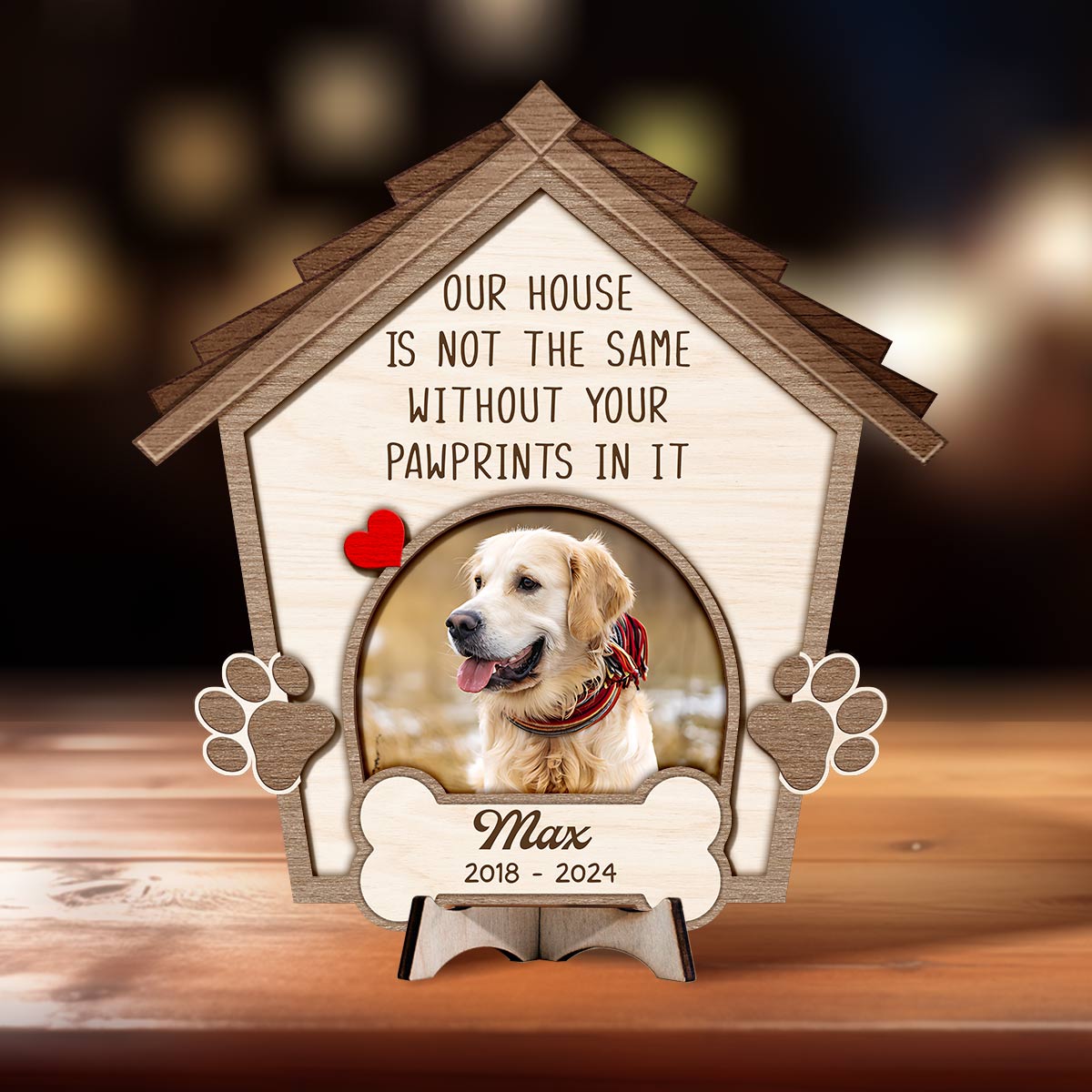 Dog Memorial Gift Personalized Sympathy Pet Photo Wooden Plaque