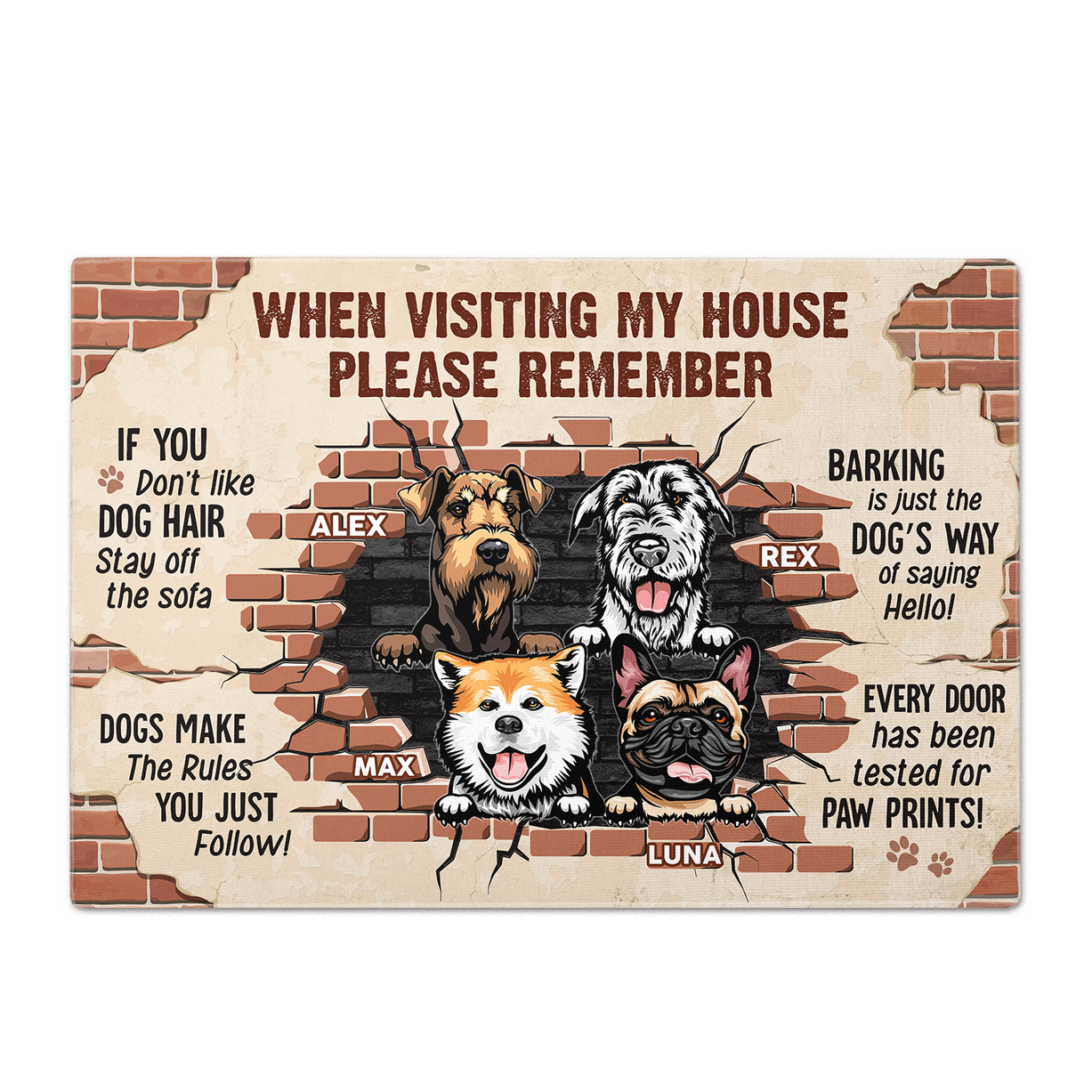 When Visiting My House Please Remember - Dog Personalized Custom Home Decor Decorative Mat - House Warming Gift For Pet Owners, Pet Lovers