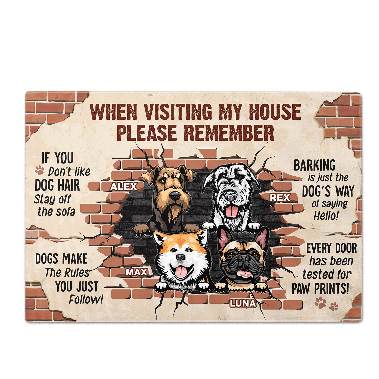 When Visiting My House Please Remember - Dog Personalized Custom Home Decor Decorative Mat - House Warming Gift For Pet Owners, Pet Lovers