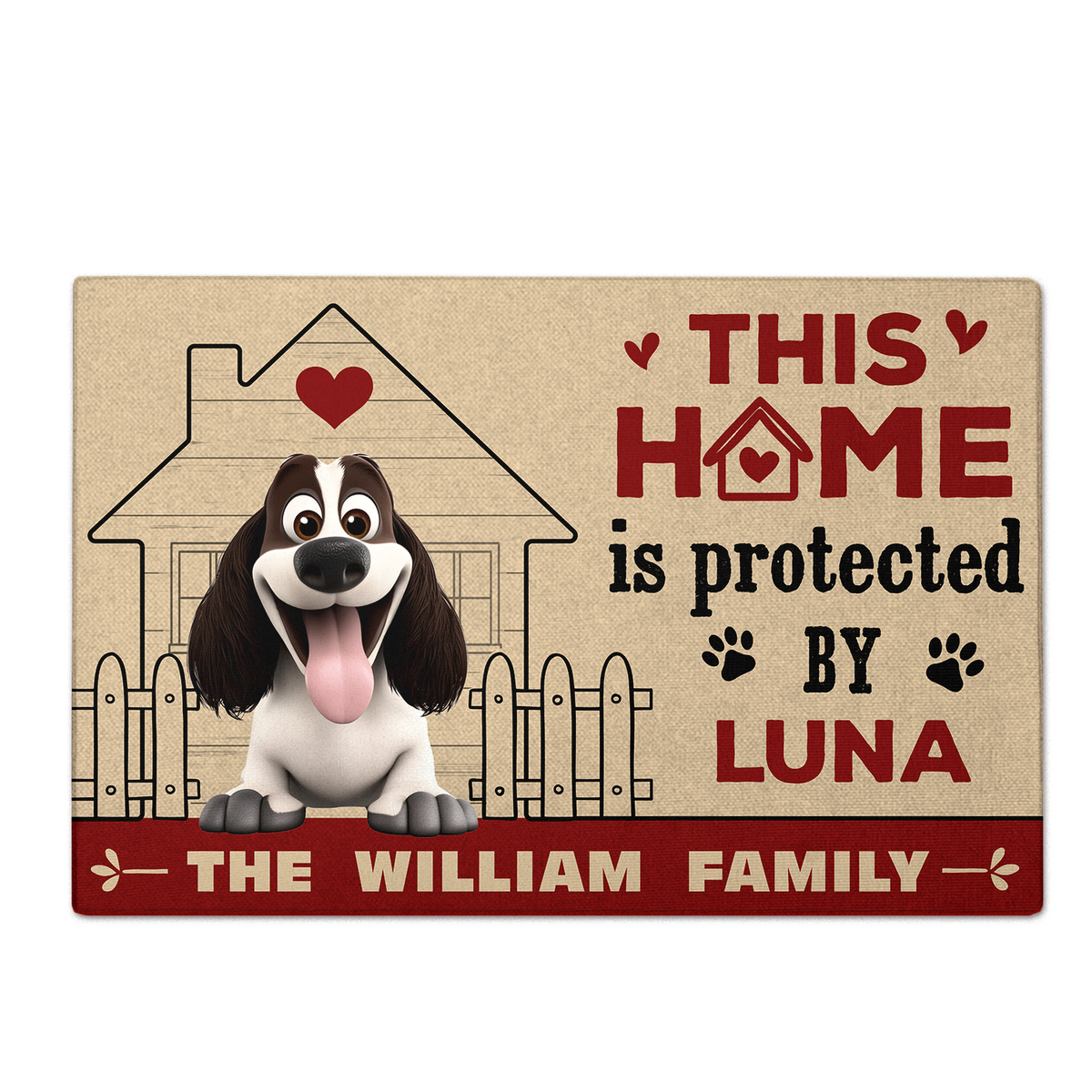 This Home is Protected by - Dog Personalized Custom Home Decor Decorative Mat - Gift For Pet Owners, Pet Lovers