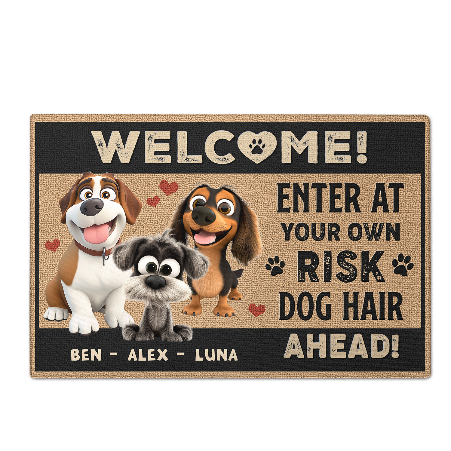 Enter at Your Own Risk: Dog Hair Ahead! - Dog Personalized Custom Home Decor Decorative Mat - House Warming Gift For Pet Owners, Pet Lovers