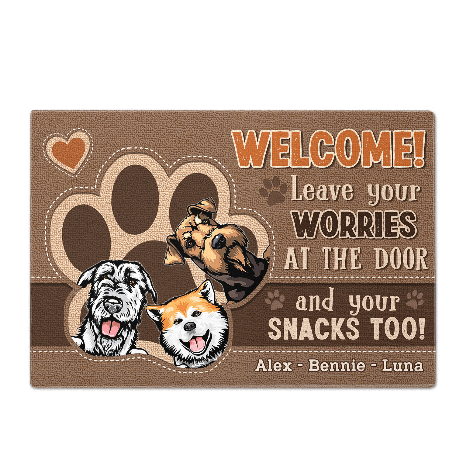 Leave Your Worries at the Door and Your Snacks Too! - Dog Personalized Custom Home Decor Decorative Mat - House Warming Gift For Pet Owners, Pet Lovers
