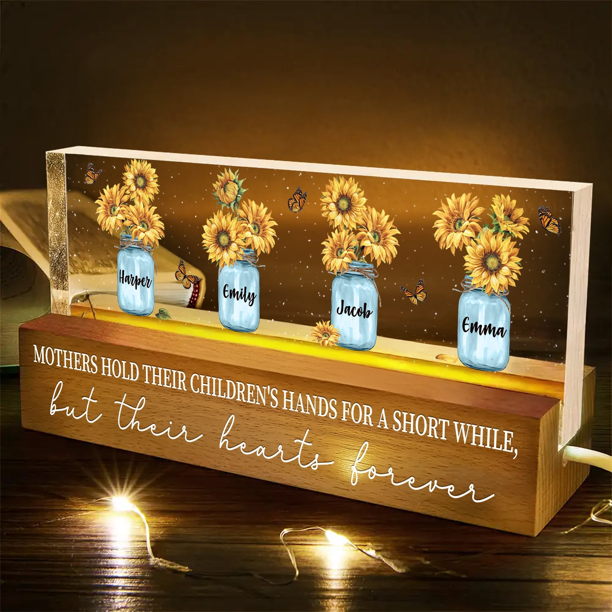 Gift Idea For Mom On Birthday Or Mother's Day Custom Names LED Night Light
