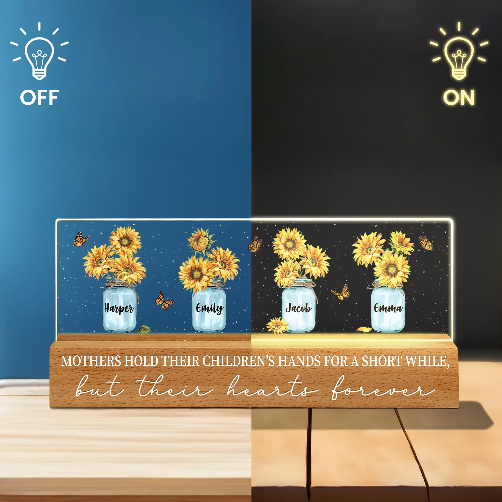 Gift Idea For Mom On Birthday Or Mother's Day Custom Names LED Night Light