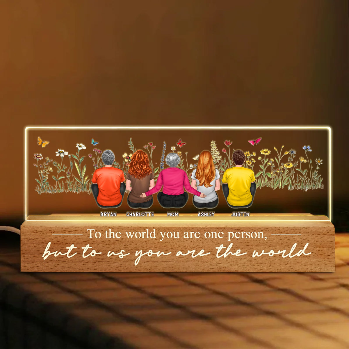 Heartfelt Mothers Day Gift For Mom Personalized Mom And Children LED Night Light
