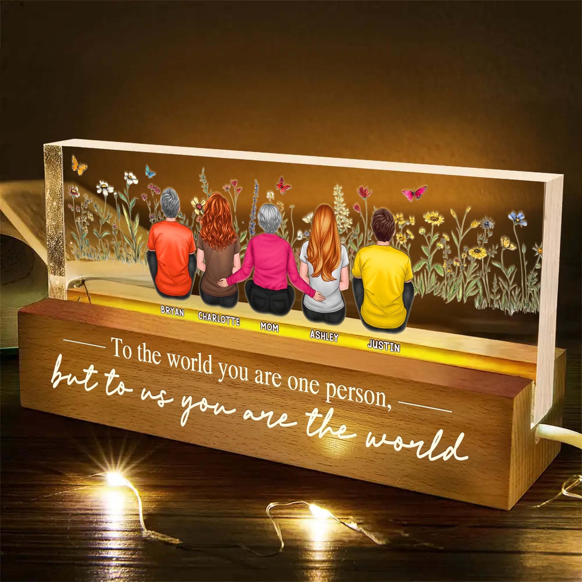 Heartfelt Mothers Day Gift For Mom Personalized Mom And Children LED Night Light