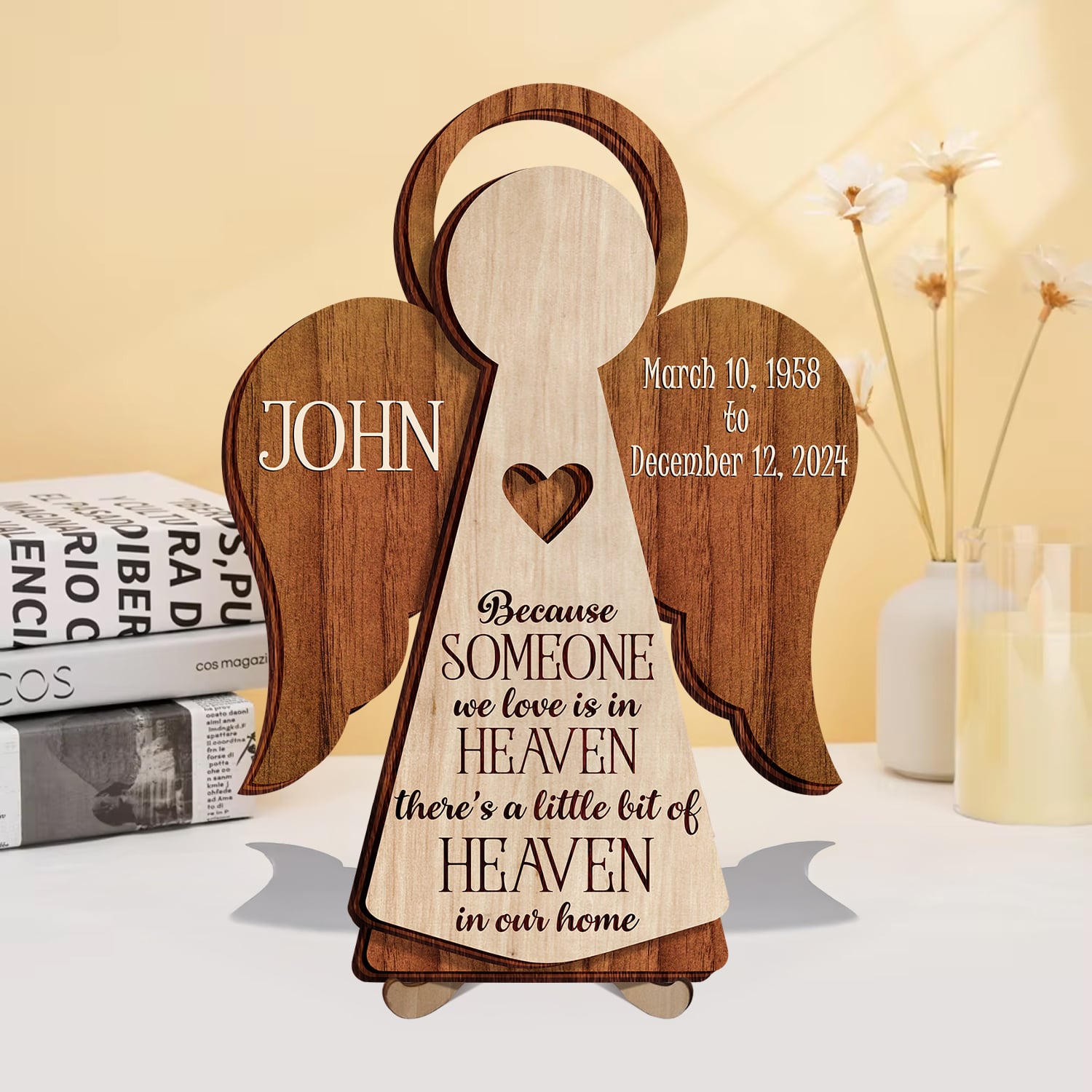 Memorial Angel 2-Layer Wooden Plaque Personalized Sympathy Gifts