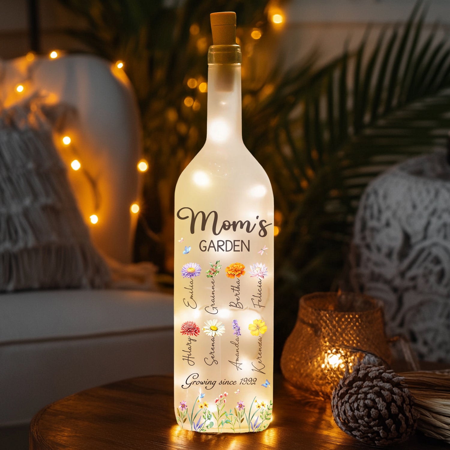 Personalized Mothers Day Gifts Mom's Garden Bottle Lamp