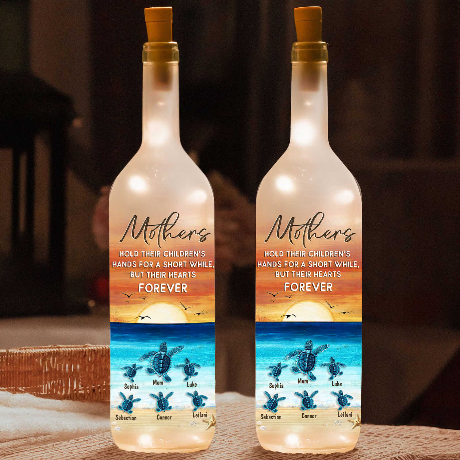Personalized Sea Turtles Mothers Day Gifts Bottle Lamp Gift For Mom