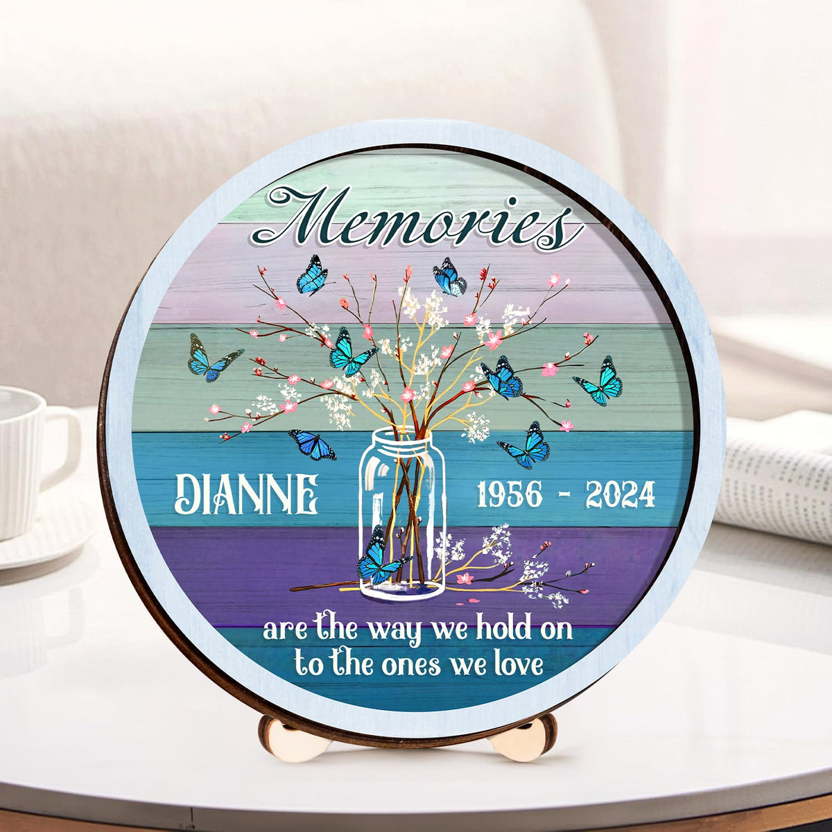 Sympathy Gifts For Loss of Loved One Personalized Memorial 2-Layered Wooden Plaque