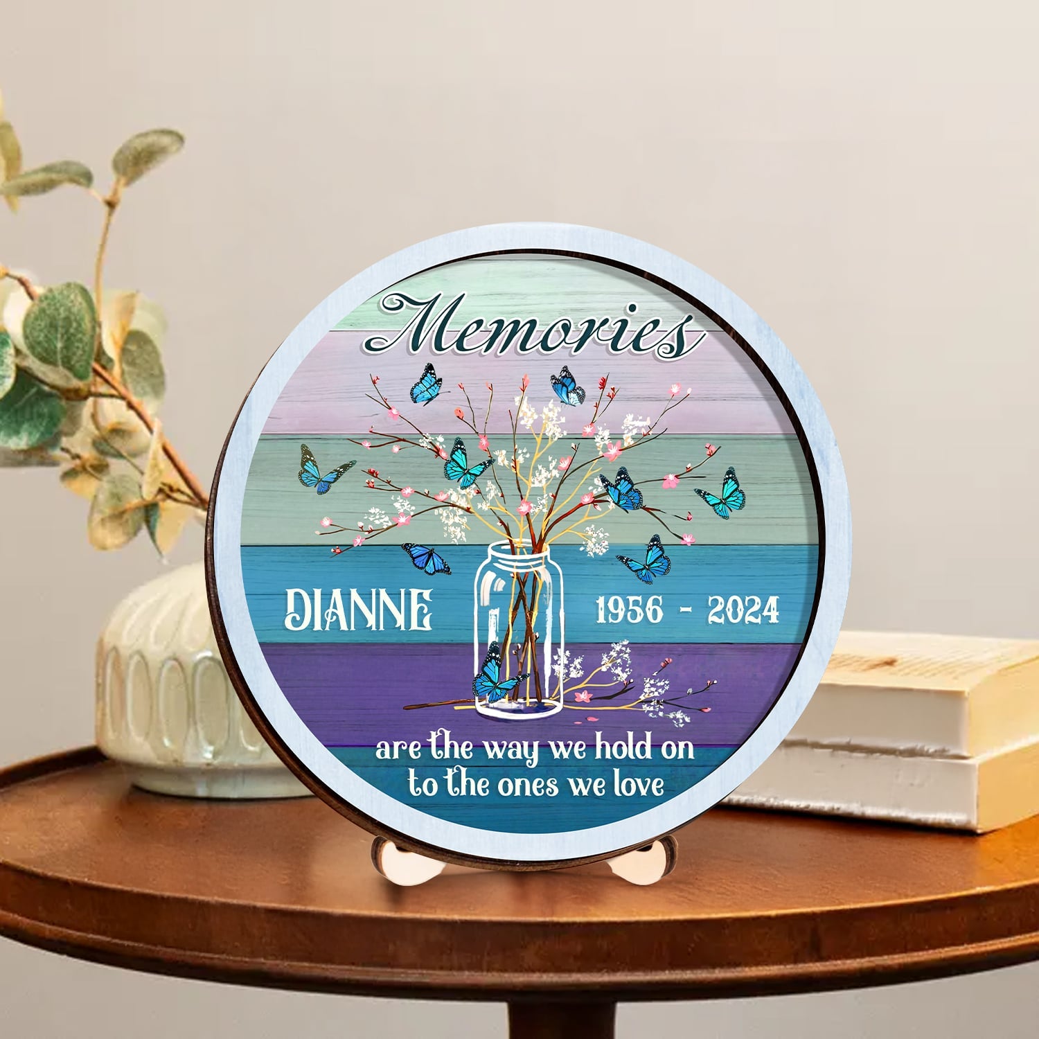 Sympathy Gifts For Loss of Loved One Personalized Memorial 2-Layered Wooden Plaque
