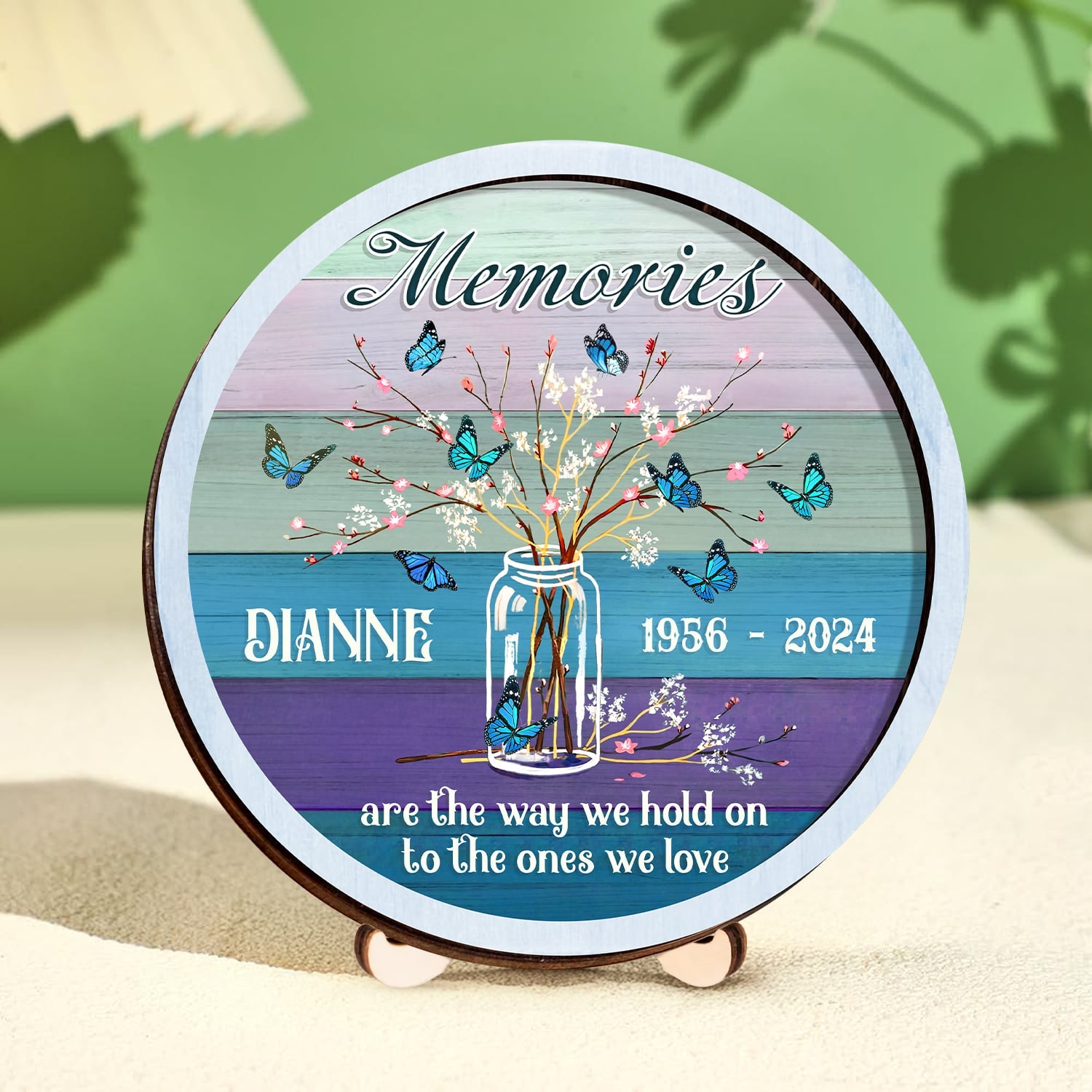 Sympathy Gifts For Loss of Loved One Personalized Memorial 2-Layered Wooden Plaque