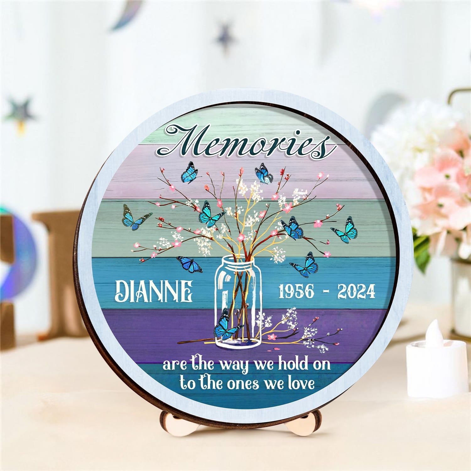 Sympathy Gifts For Loss of Loved One Personalized Memorial 2-Layered Wooden Plaque
