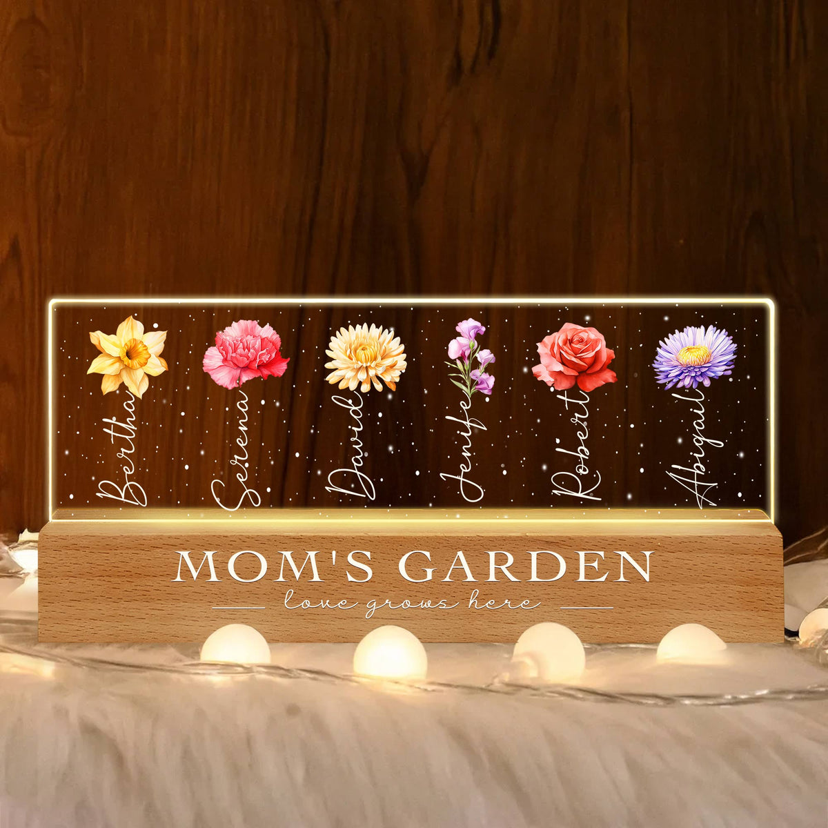 Unique Mothers Day Gift For Mom Personalized Mom&#39;s Garden LED Night Light