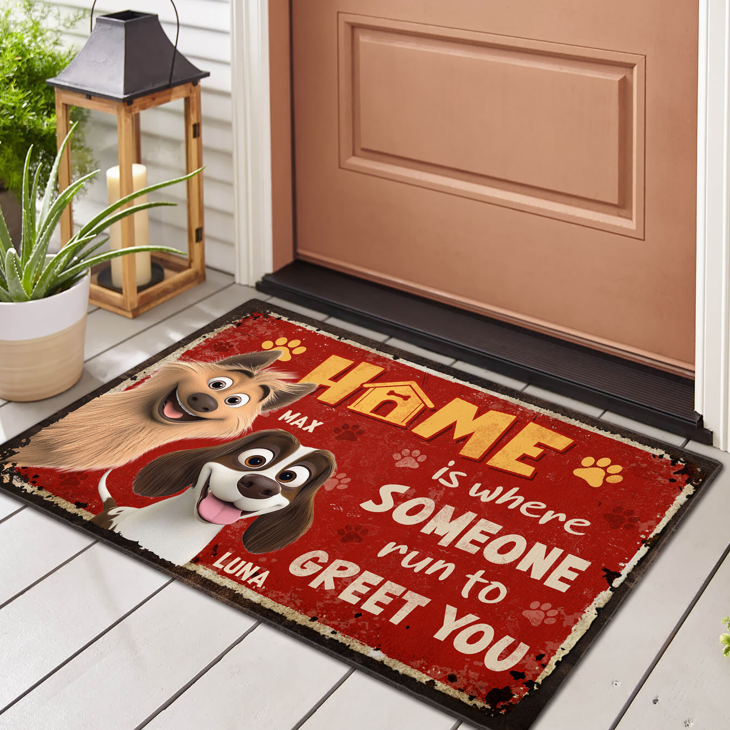 Home is Where Someone Runs to Greet You - Dog Personalized Custom Home Decor Decorative Mat - House Warming Gift For Pet Owners, Pet Lovers