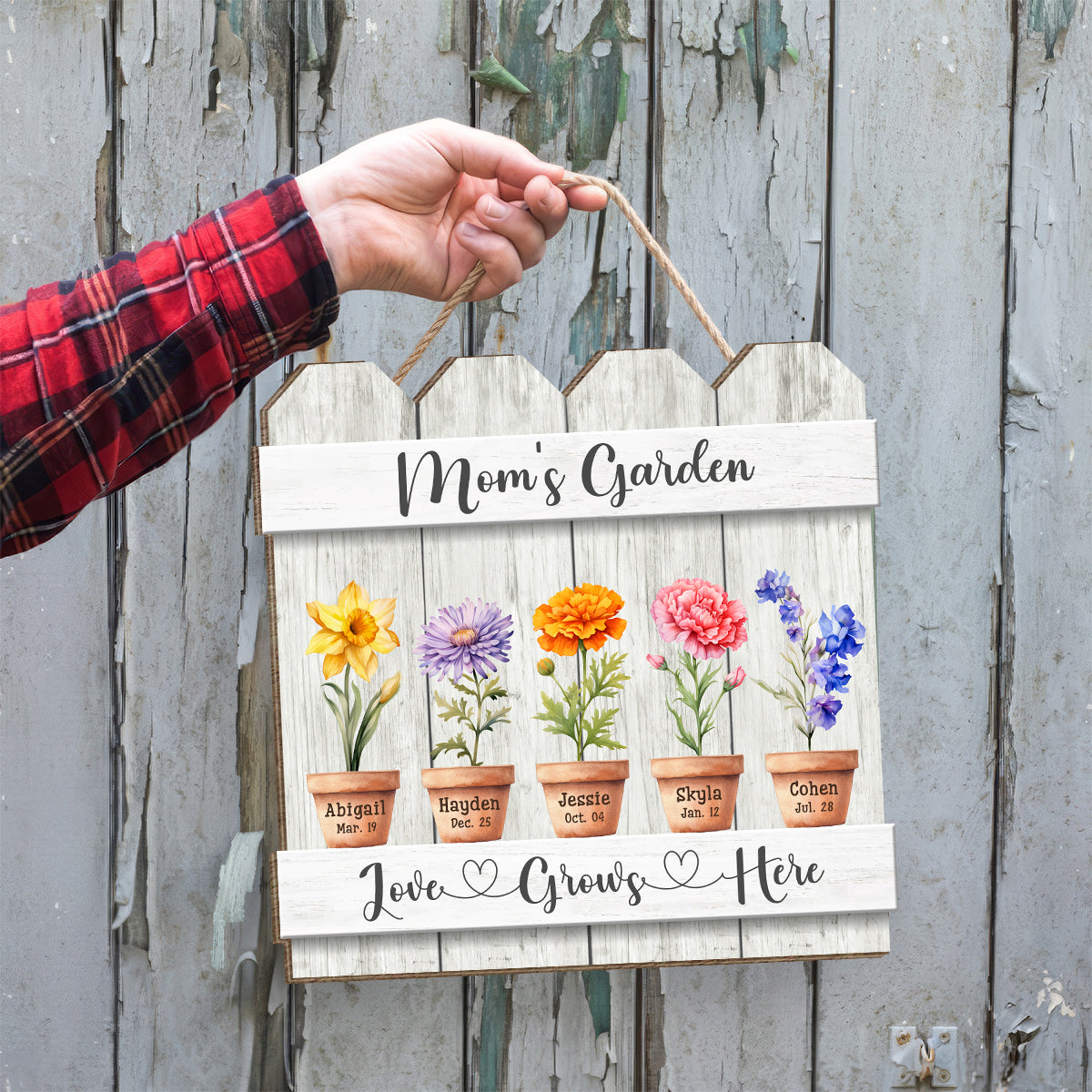 Personalized Gift for Mom on Mother's Day Flower Wooden Sign