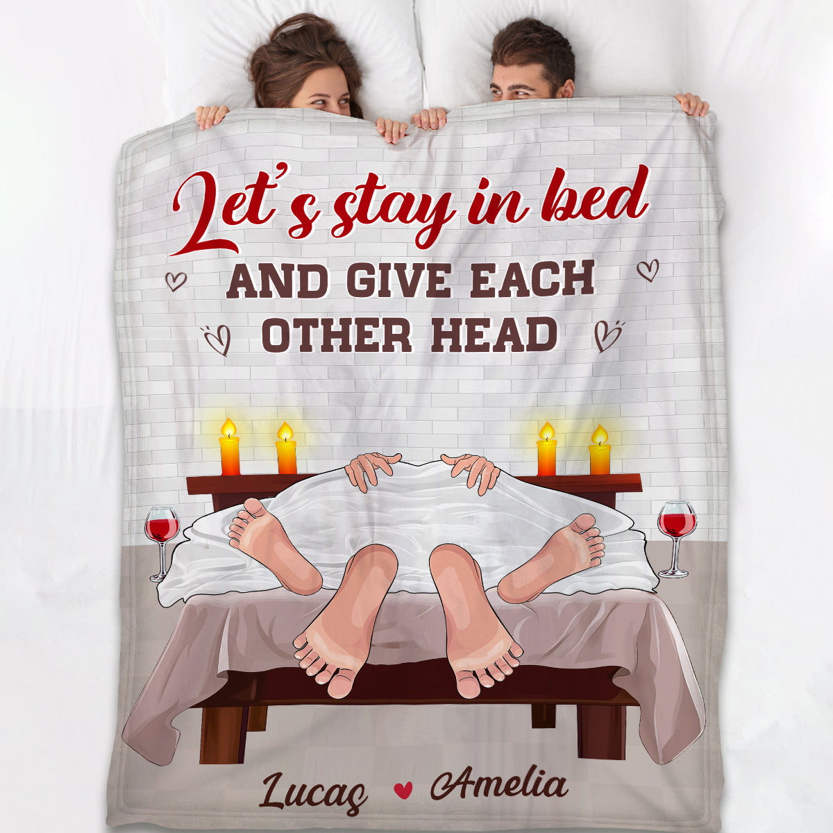 Let's Stay in Bed - Personalized Unique Fleece Blanket Gifts For Couple