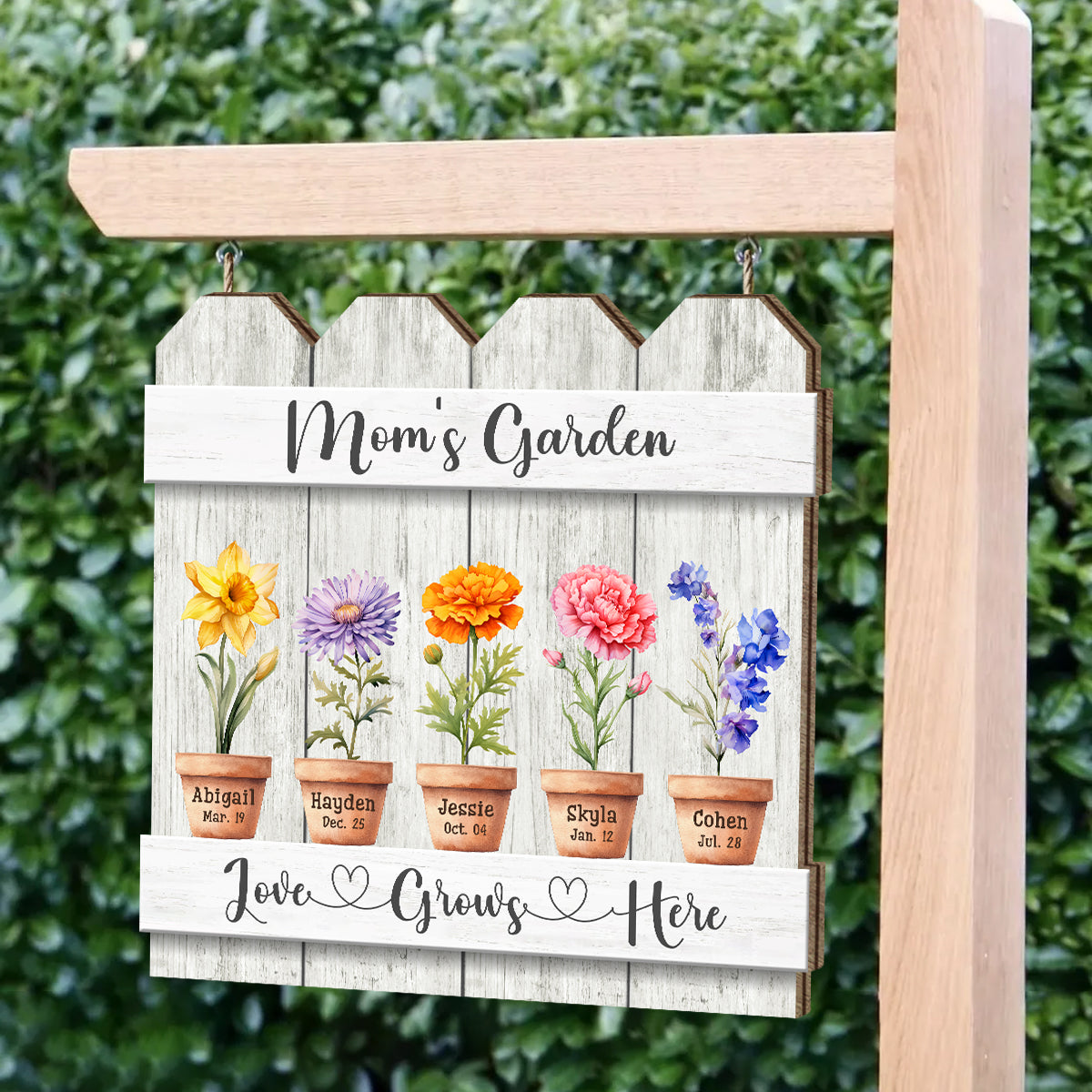 Personalized Gift for Mom on Mother's Day Flower Wooden Sign