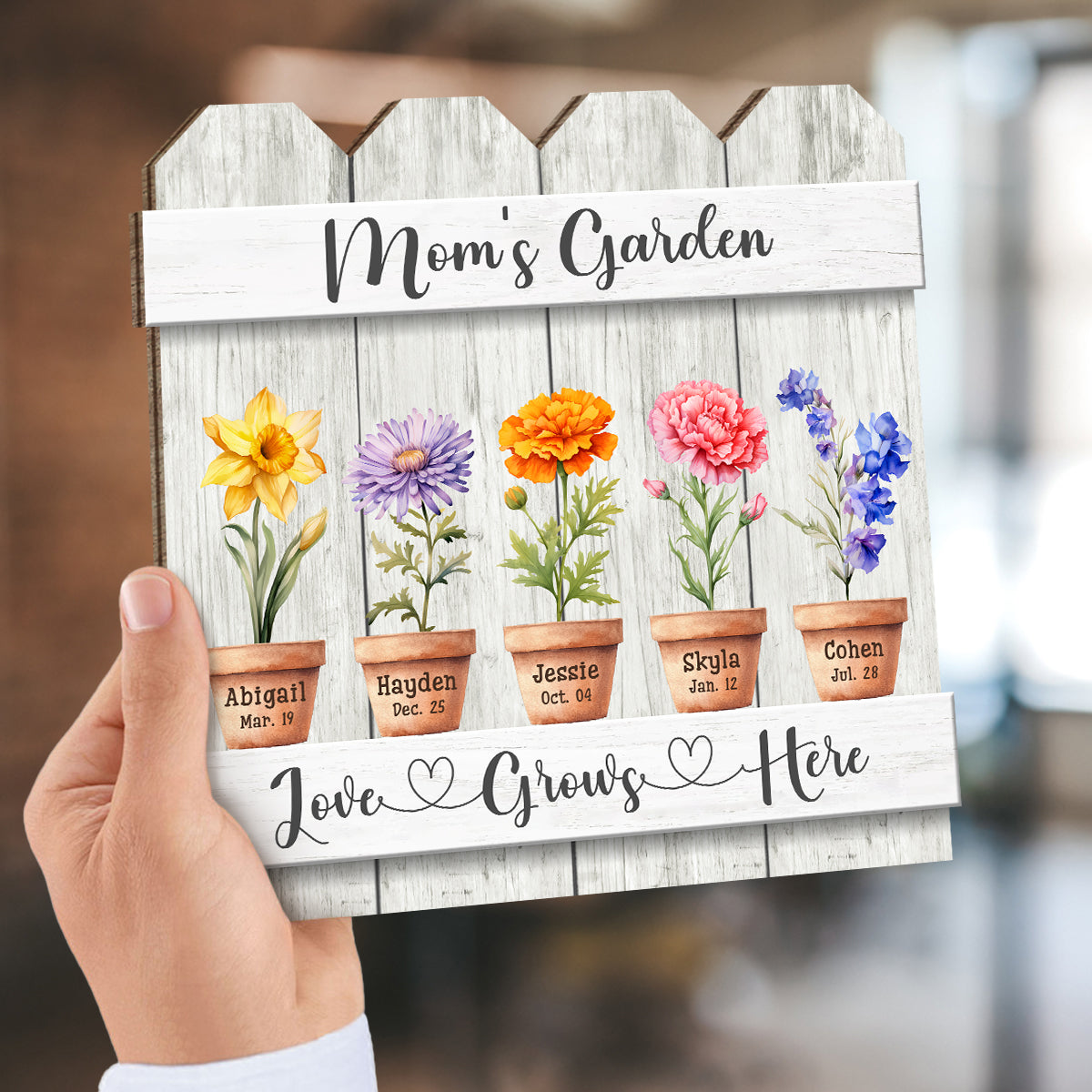 Personalized Gift for Mom on Mother's Day Flower Wooden Sign