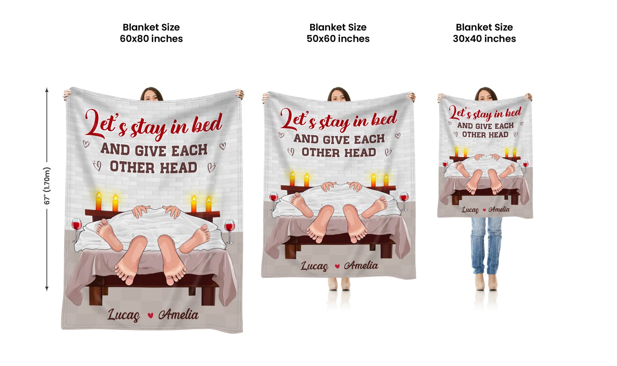 Let's Stay in Bed - Personalized Unique Fleece Blanket Gifts For Couple