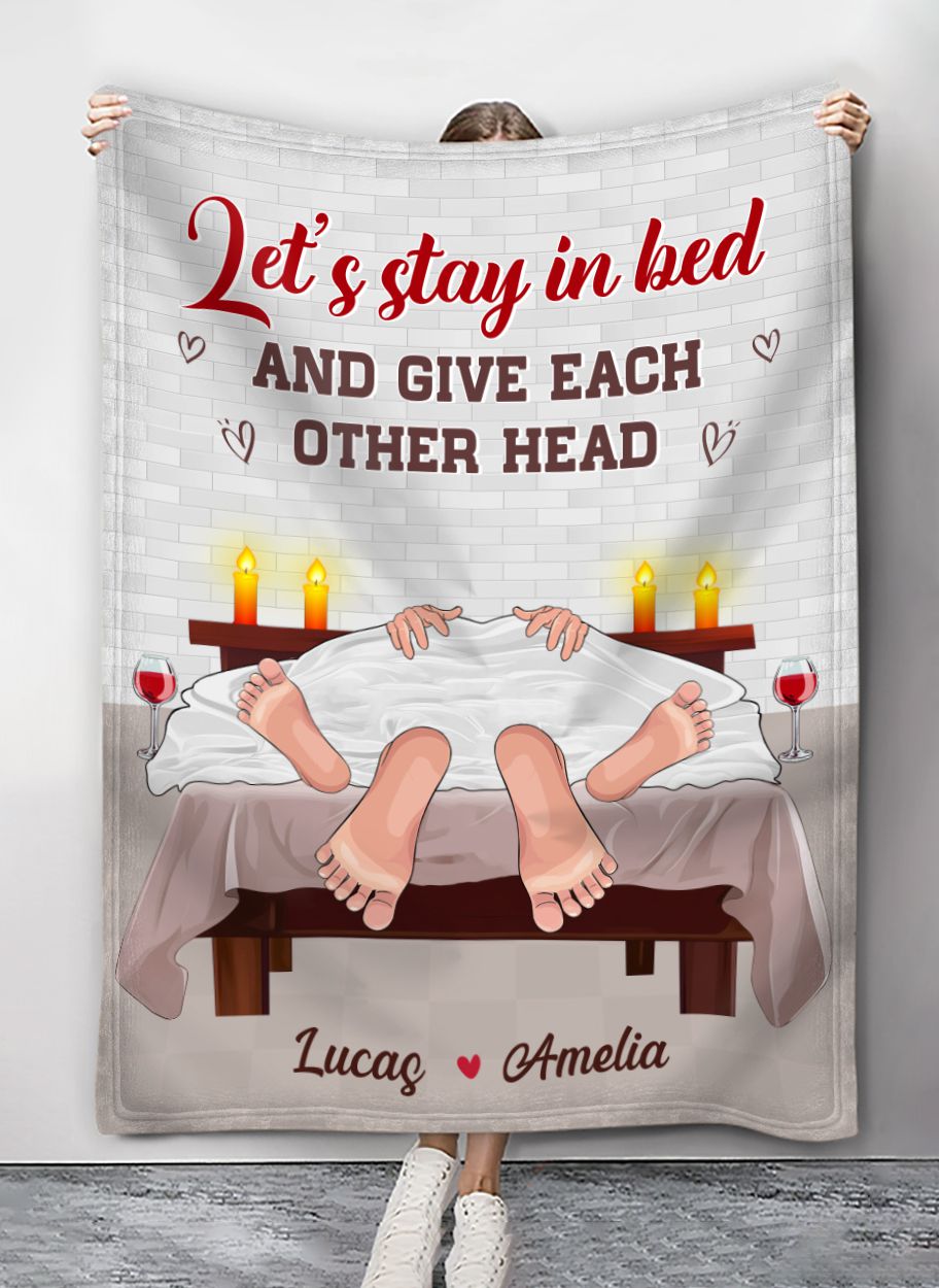 Let's Stay in Bed - Personalized Unique Fleece Blanket Gifts For Couple