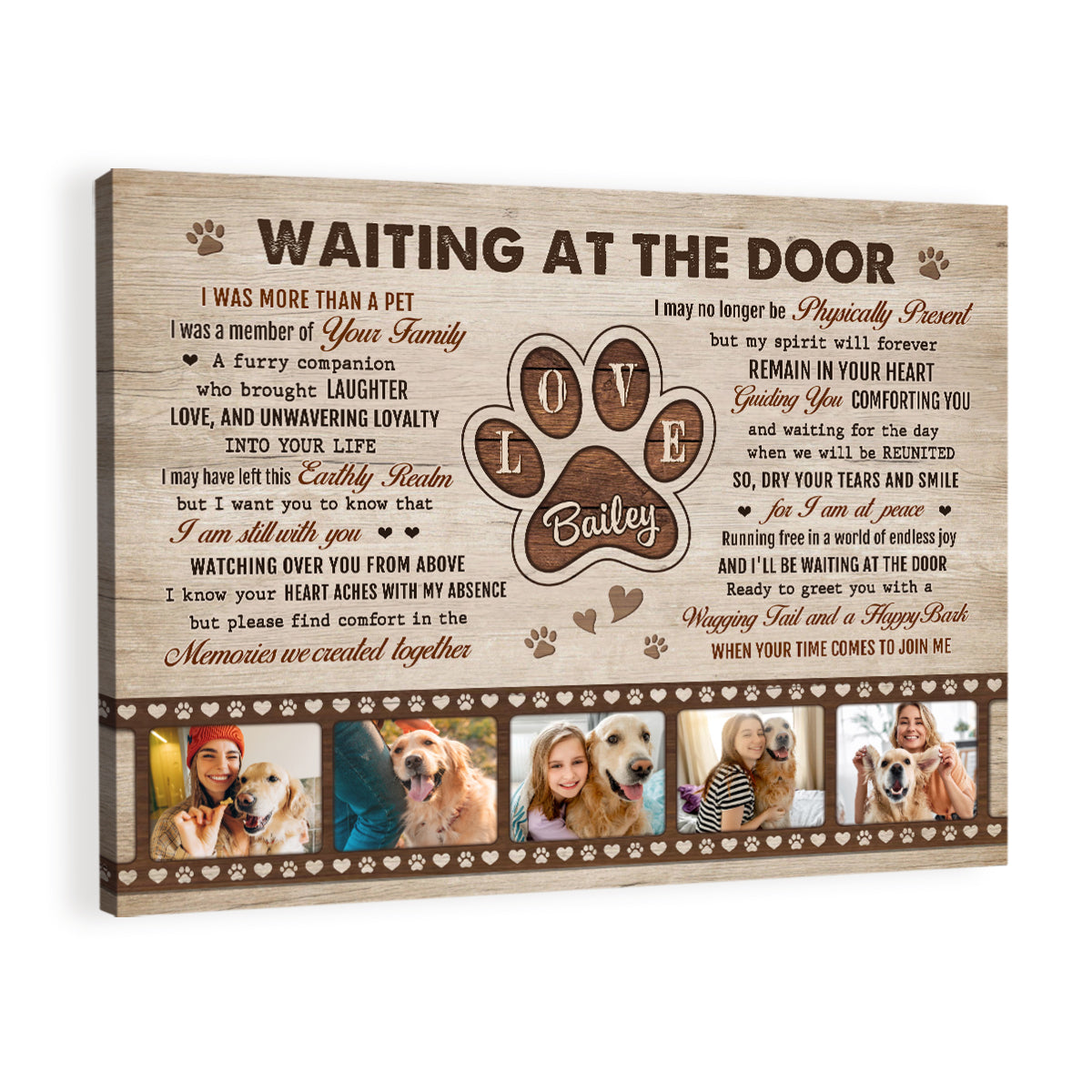 Waiting at the Door - Personalized Dog Memorial Canvas - Custom Pet Remembrance Gift