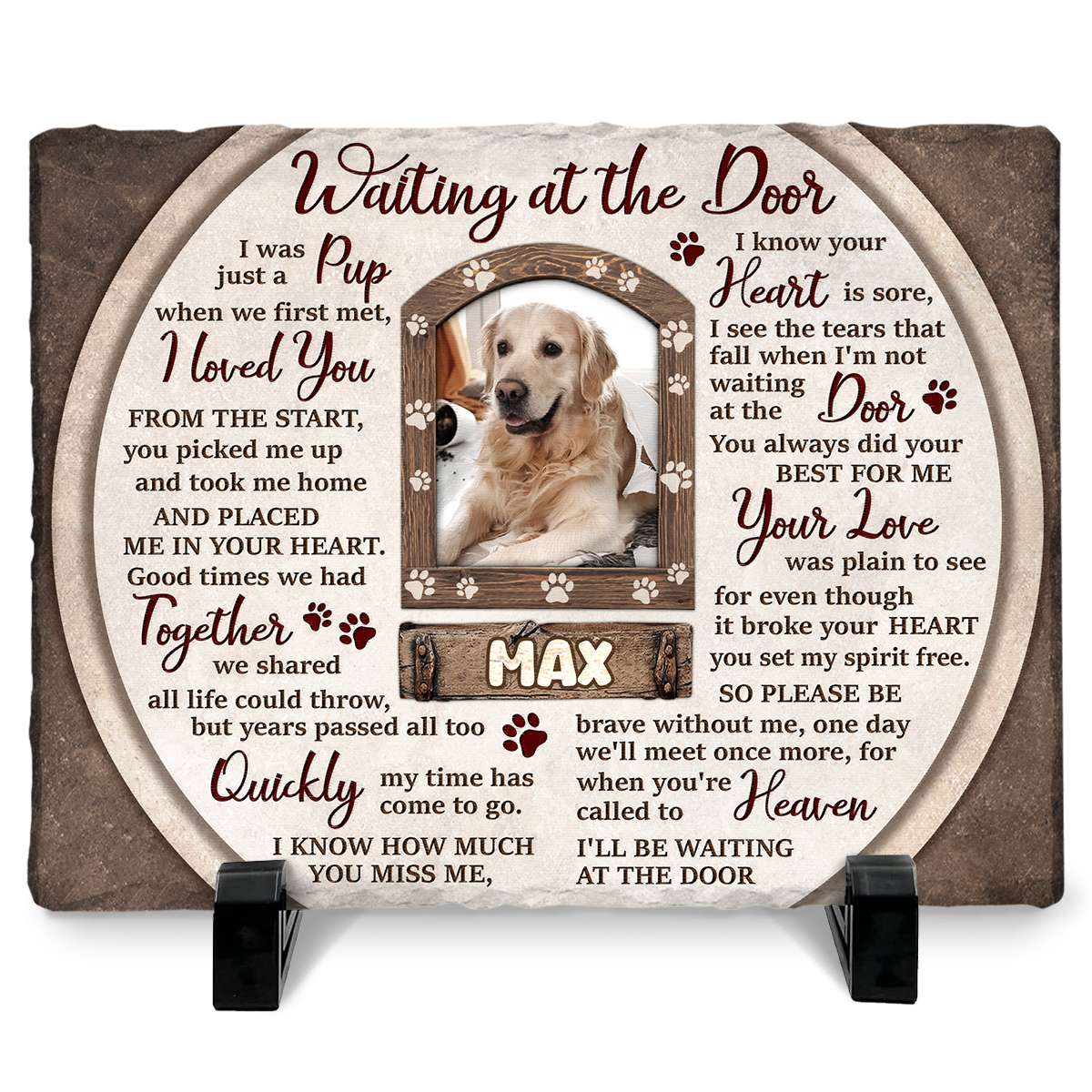 Waiting at the Door - Personalized Pet Memorial Stone For Loss Of Dog