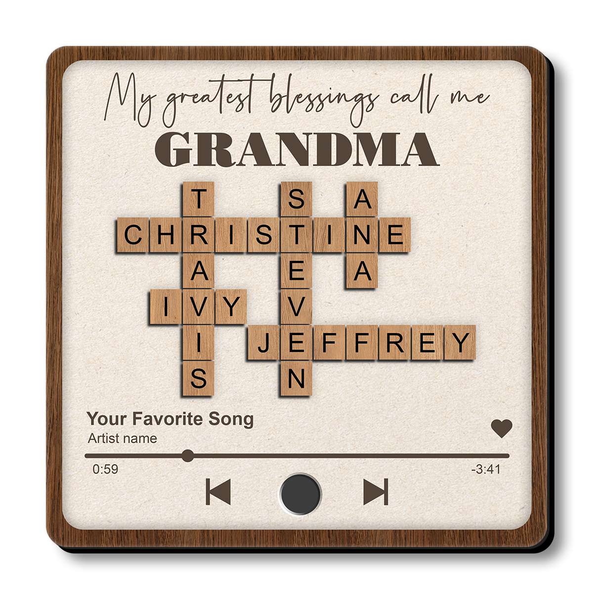 My Greatest Blessings - Personalized Crossword Grandchildren Custom Name Music Fridge Magnet Gifts For Grandma