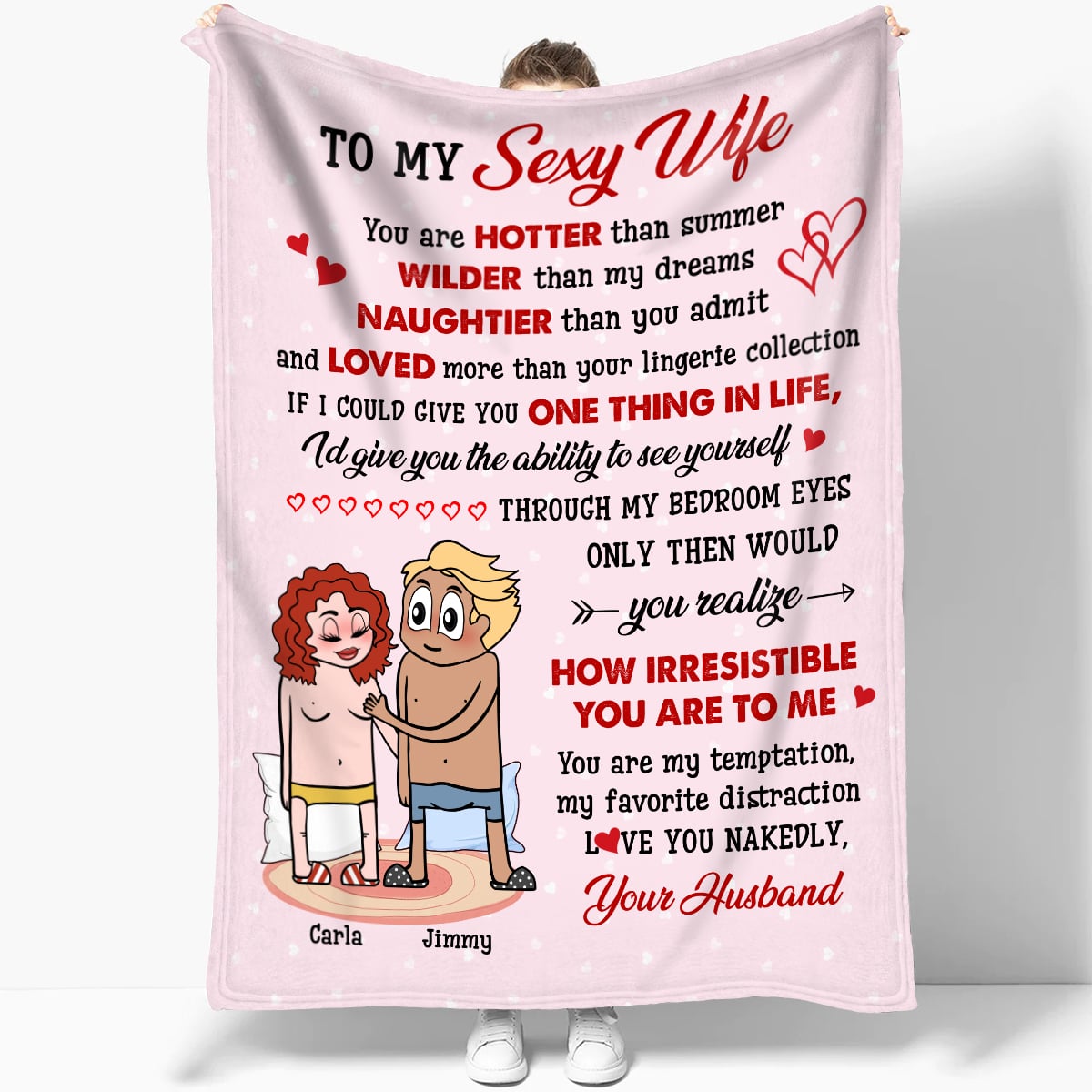 To My Sexy Wife -  Personalized Custom Funny Nude Couple Anniversary Gift Fleece Blanket
