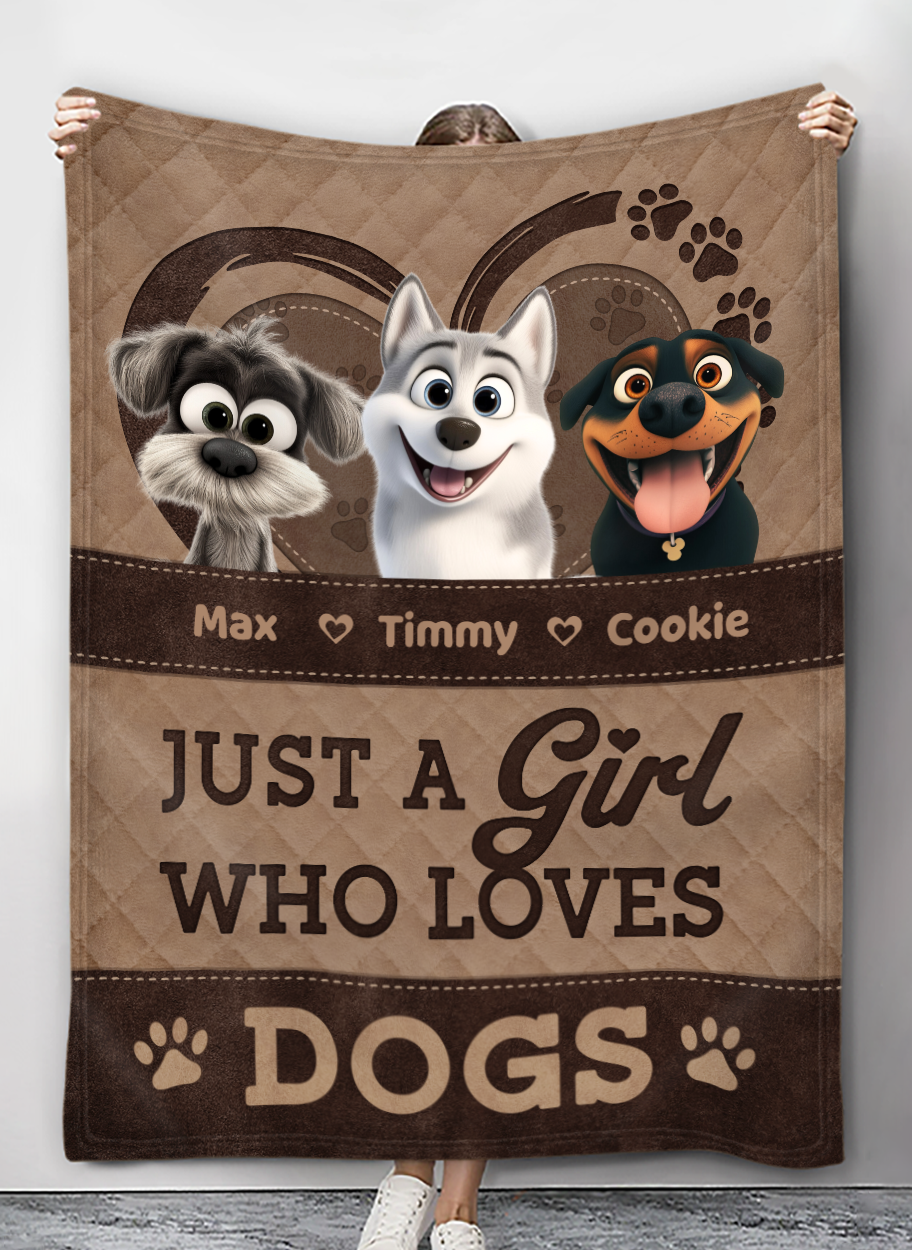 Mother's day Gift Just a Girl Who Loves Dogs Personalized Dogmom Blanket
