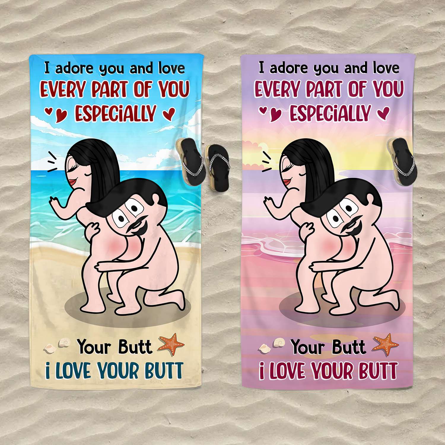 I Adore Every Part of You - Funny Personalized Beach Towel Summer Gifts For Couple