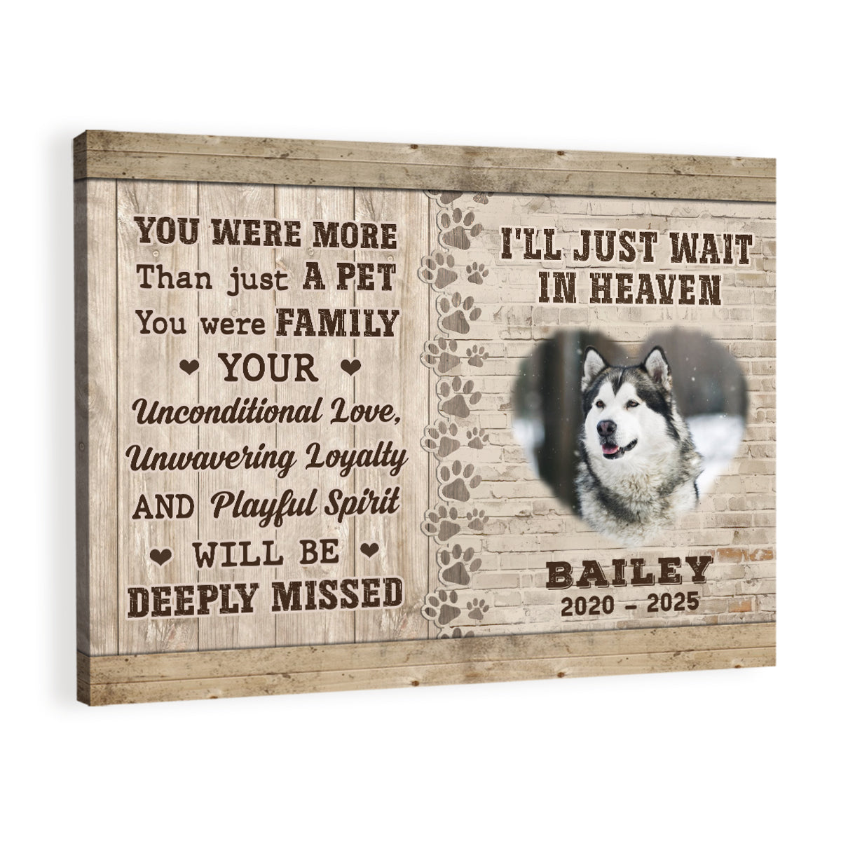 I'll Just Wait in Heaven - Personalized Dog Memorial Canvas - Custom Pet Remembrance Gift