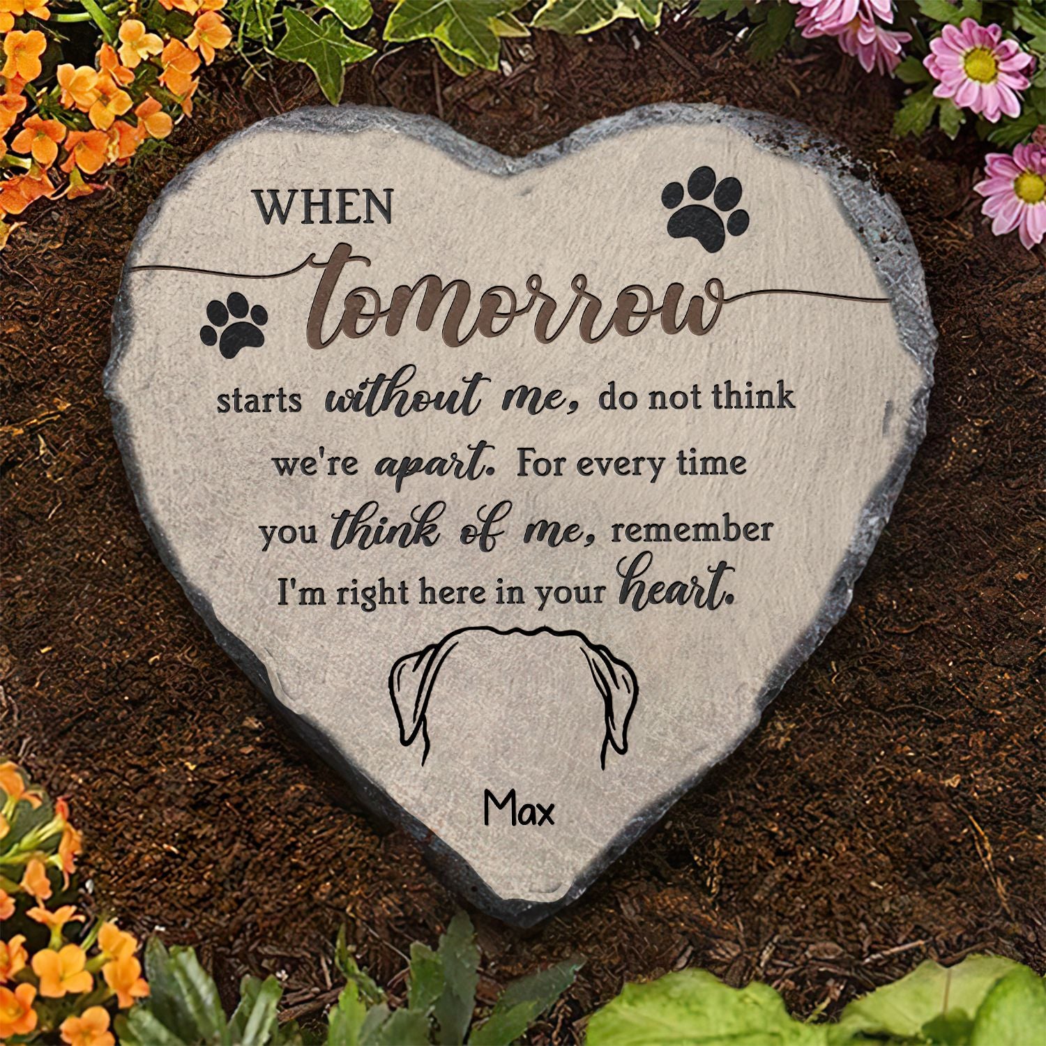 Forever in Heart - Personalized Memorial Heart Stone Pet Remembrance Gifts For Loss of Dog