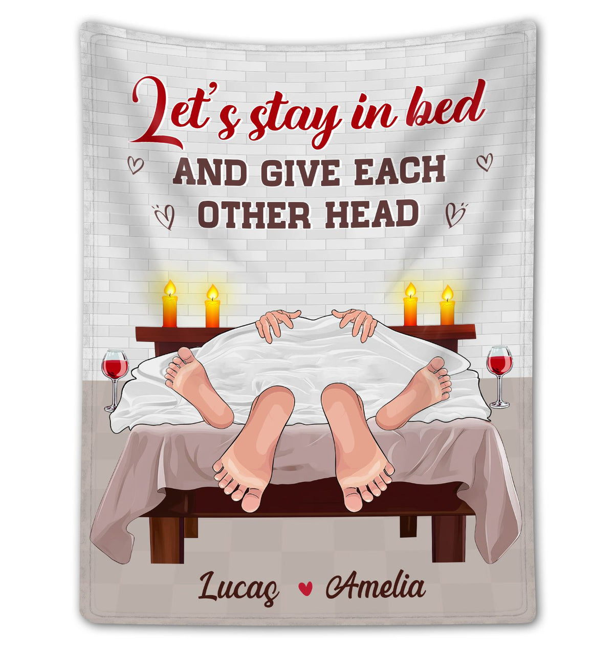 Let&#39;s Stay in Bed - Personalized Unique Fleece Blanket Gifts For Couple