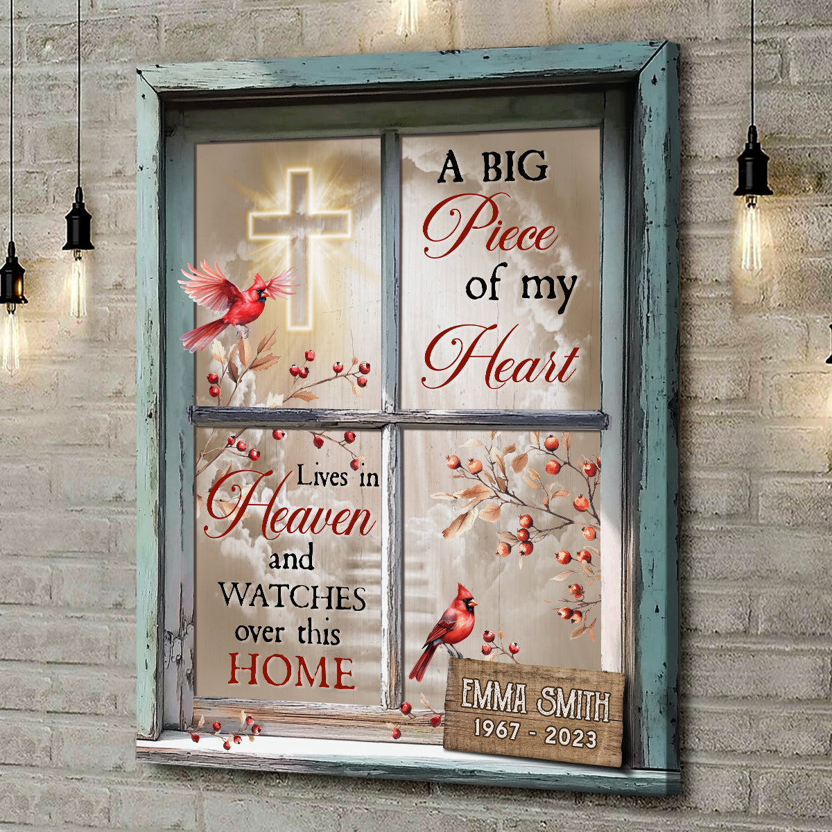 A Big Piece of My Heart - Personalized Memorial Gift For Loss Of Loved One Custom Name Canvas Print