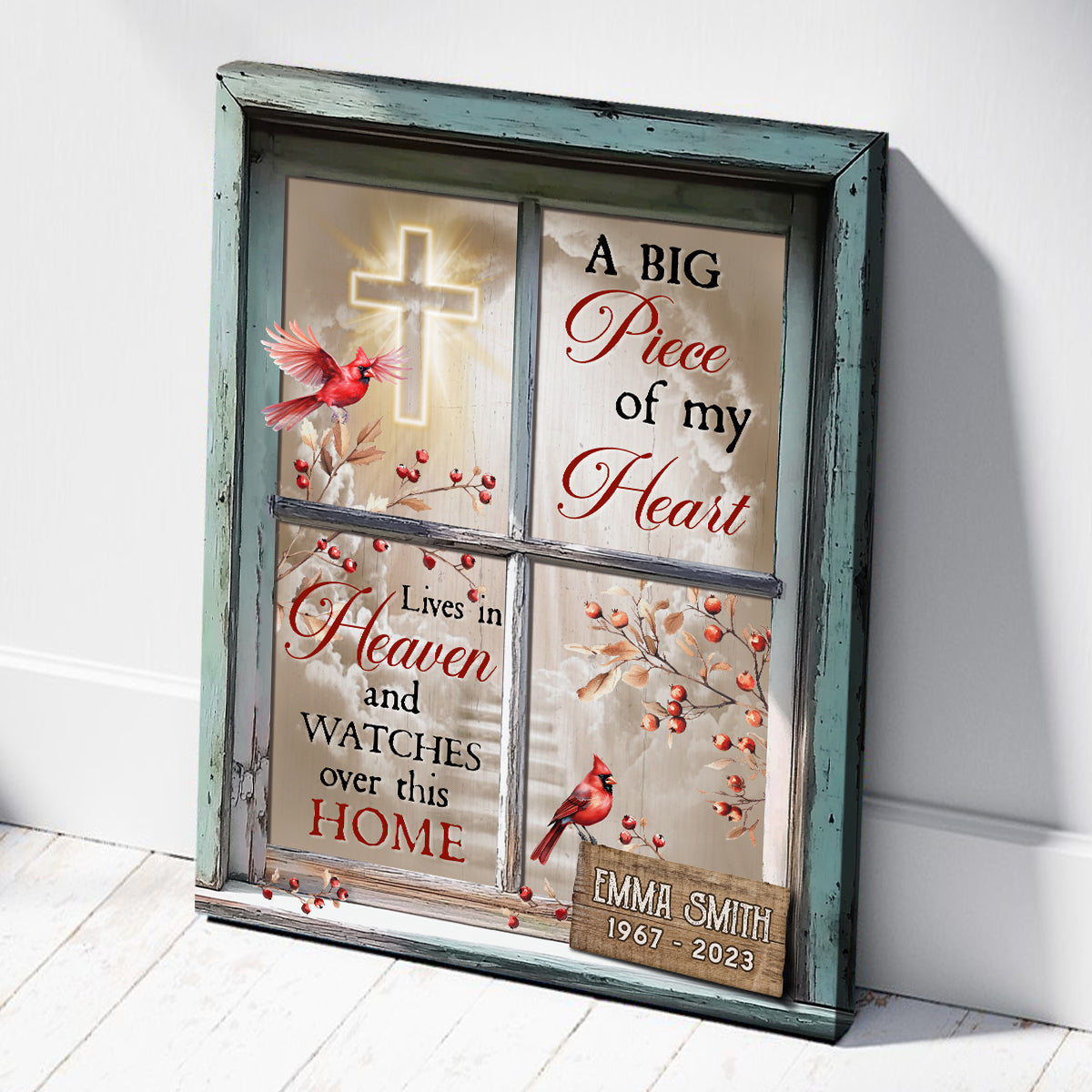 A Big Piece of My Heart - Personalized Memorial Gift For Loss Of Loved One Custom Name Canvas Print