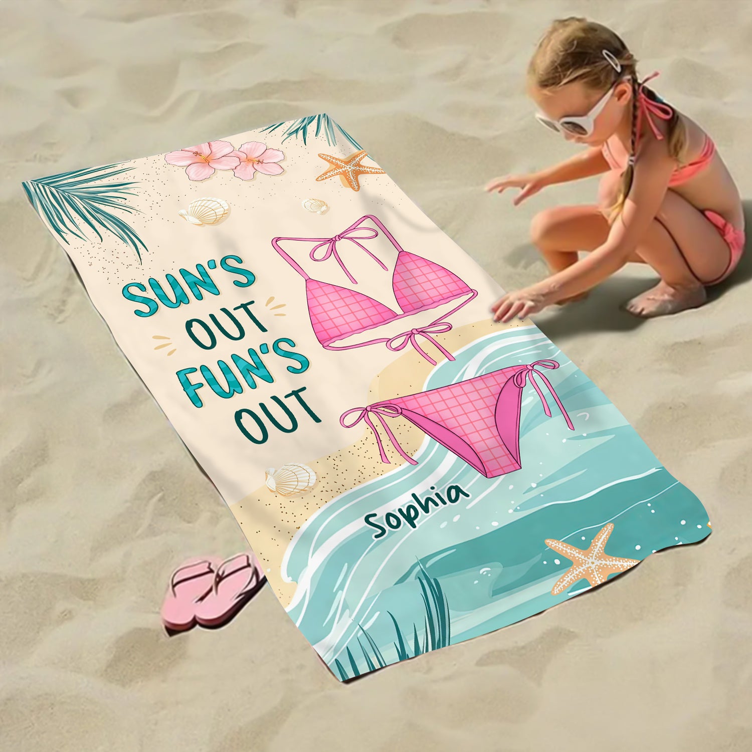 "Seas the Day" Beach Towel - Personalized Summer Vibes Beach Towel - Summer Vacation Gift, Birthday Pool Party Gift For Best Friends, BFF, Sisters
